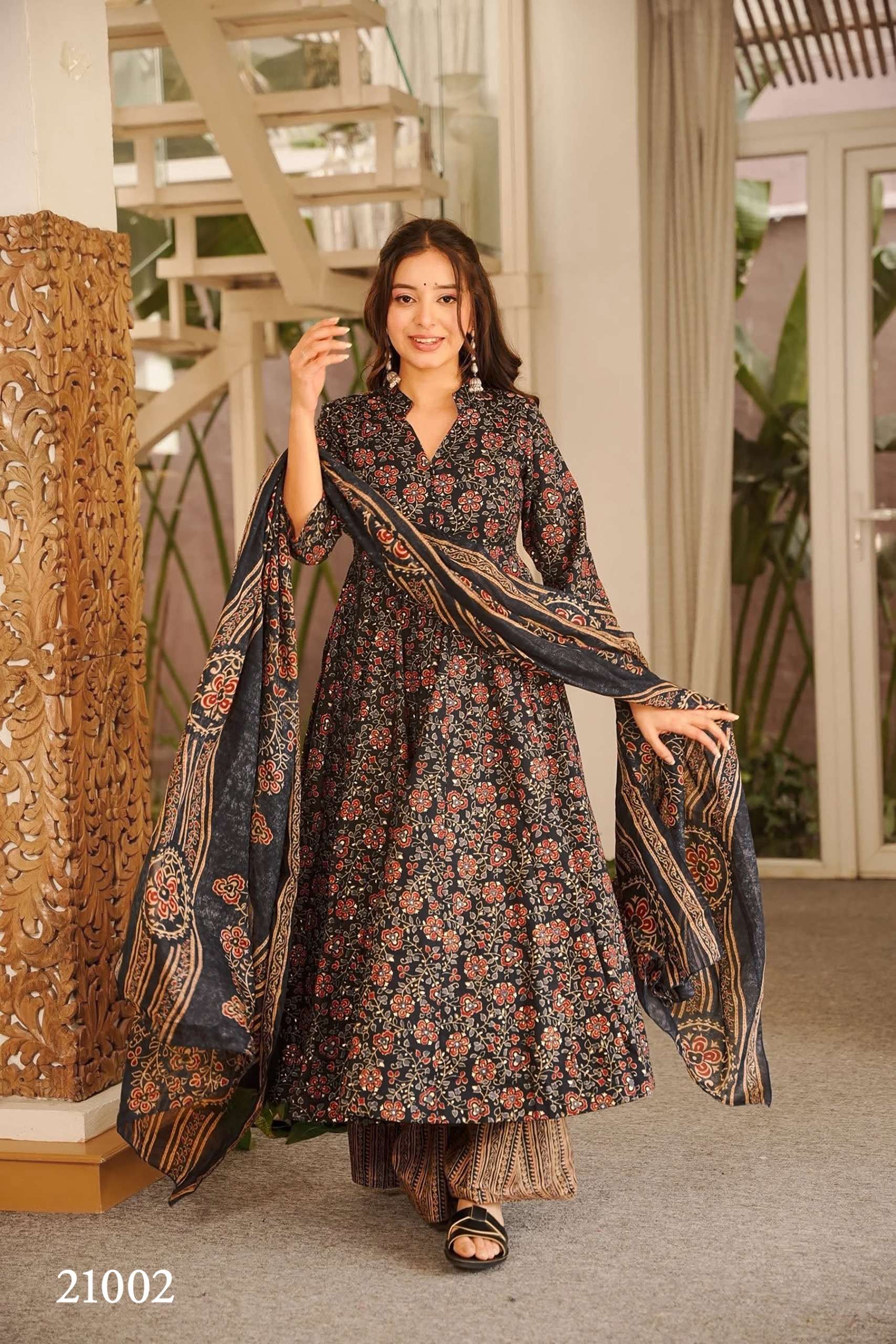 MF CLORA VOL 21 MUSLIN BEAUTIFUL PRINTED FANCY LOOK READY LADIES GOWN BOTTOM AND DUPATTA SET 