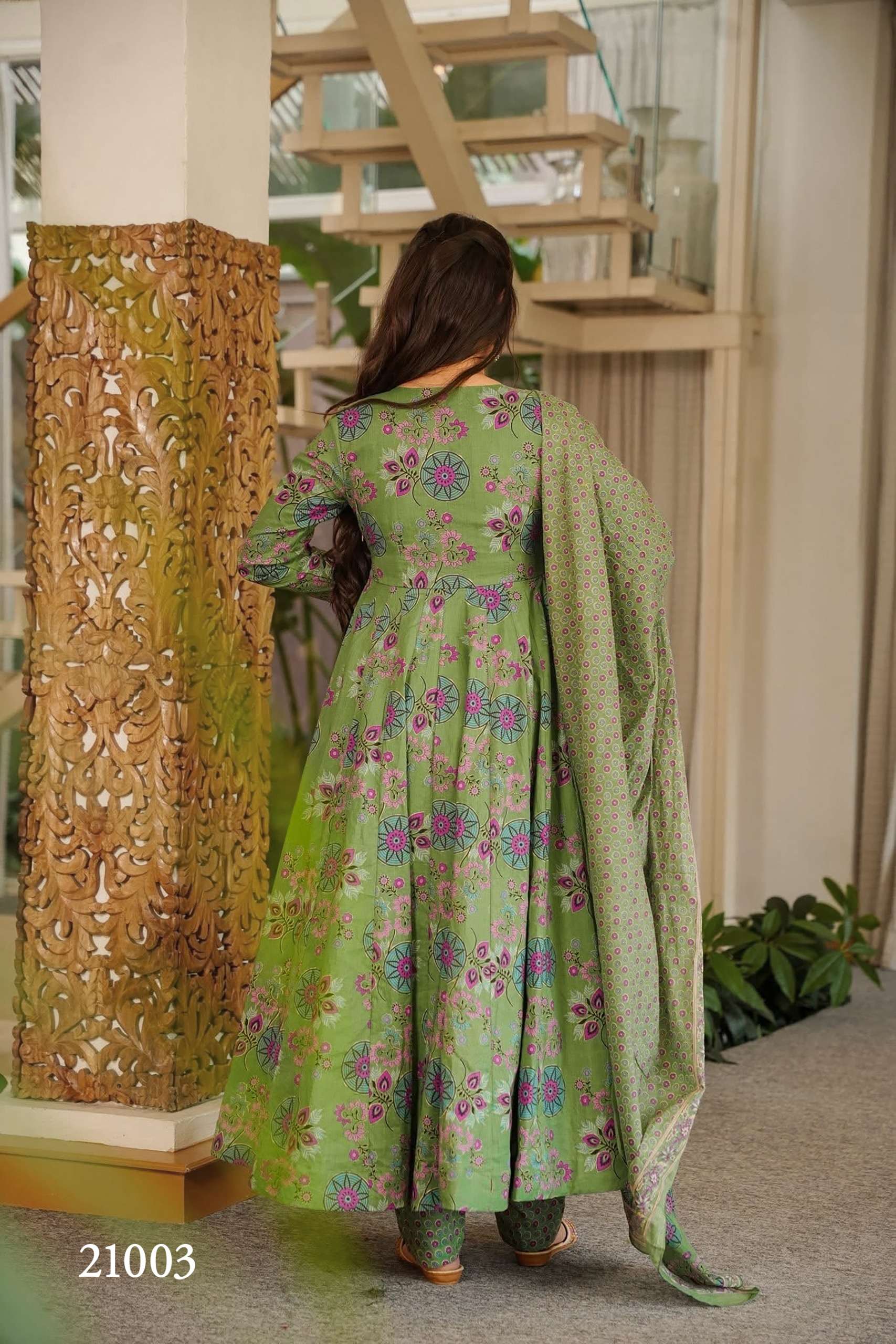 MF CLORA VOL 21 MUSLIN BEAUTIFUL PRINTED FANCY LOOK READY LADIES GOWN BOTTOM AND DUPATTA SET 