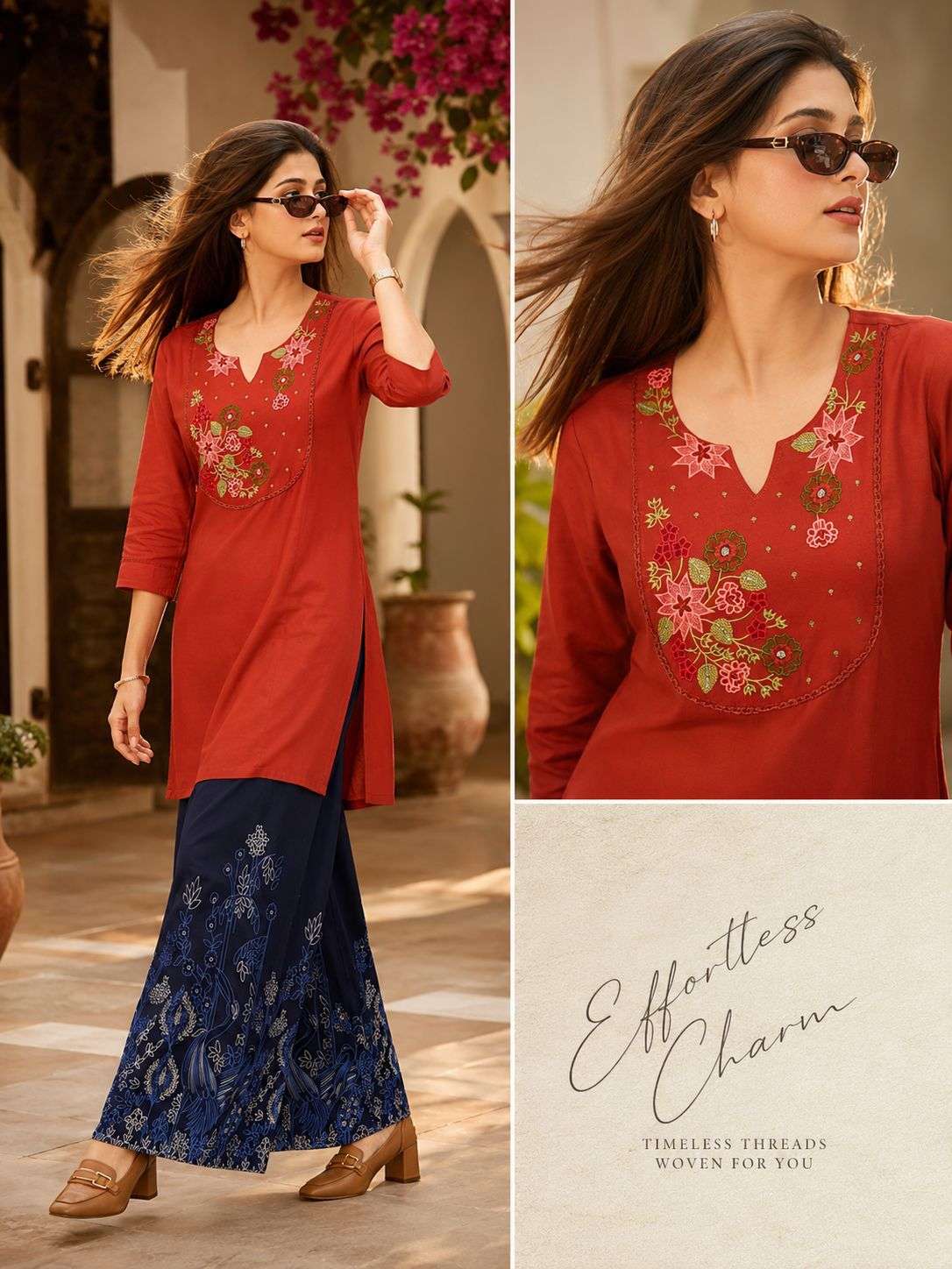  MF CO-ORD SET COLLECTION RAYON FANCY SHORT TOP WITH PALAZZO PAIR