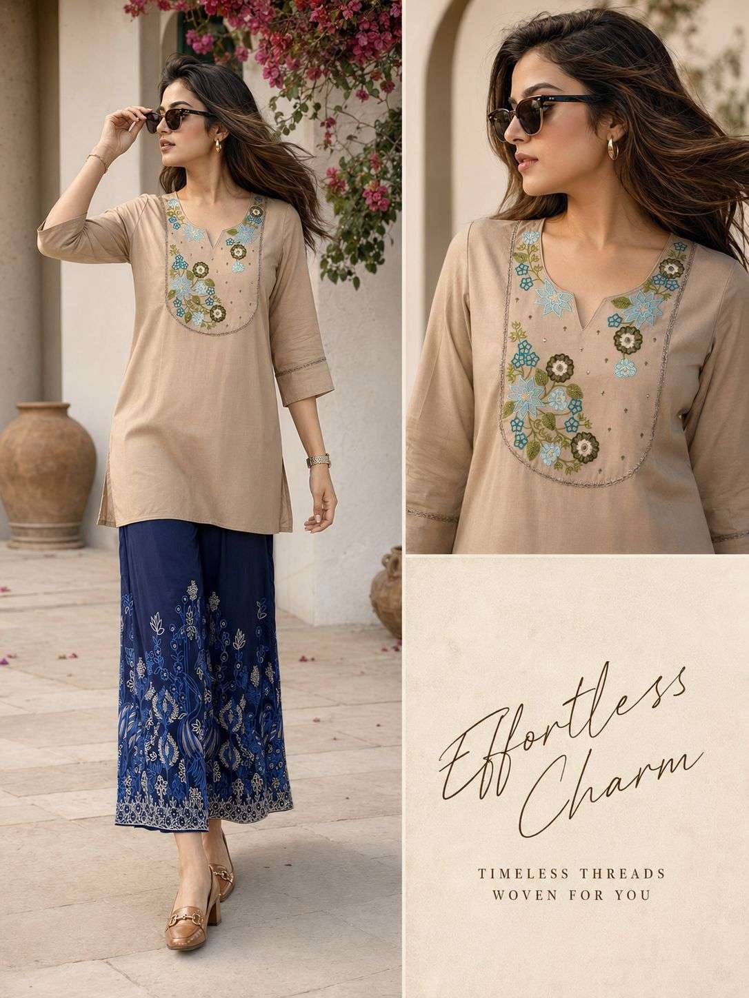  MF CO-ORD SET COLLECTION RAYON FANCY SHORT TOP WITH PALAZZO PAIR