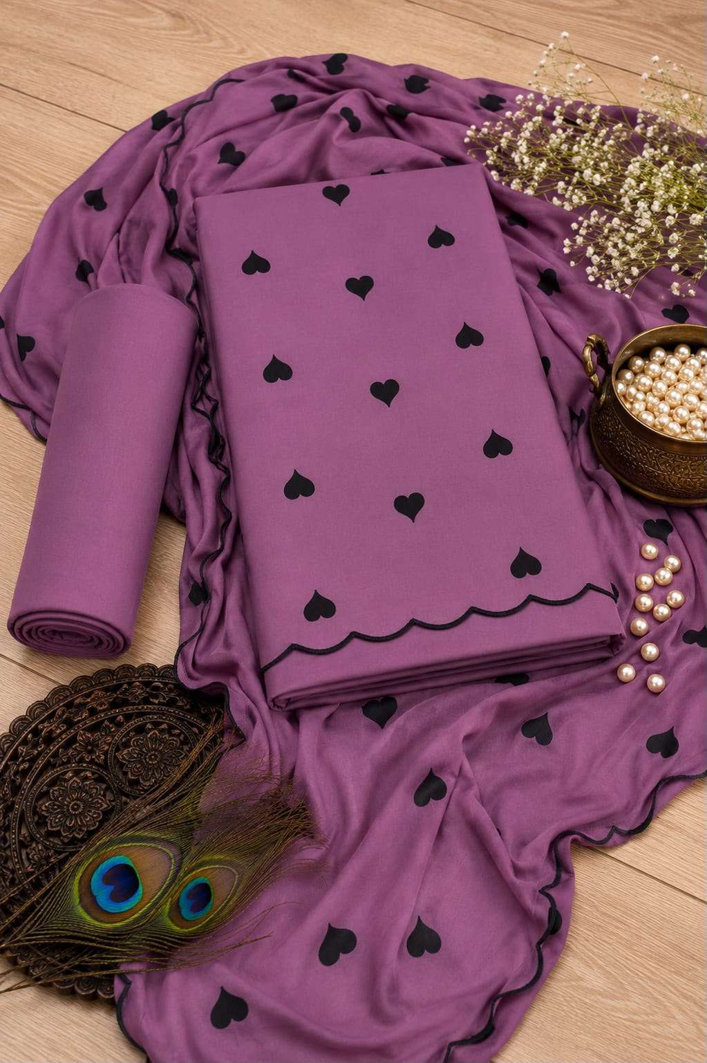 MISS WORLD CHOICE CUTE HEART VOL 1 RAYON FANCY PRINT UNSTITCH DRESS MATERIAL 
