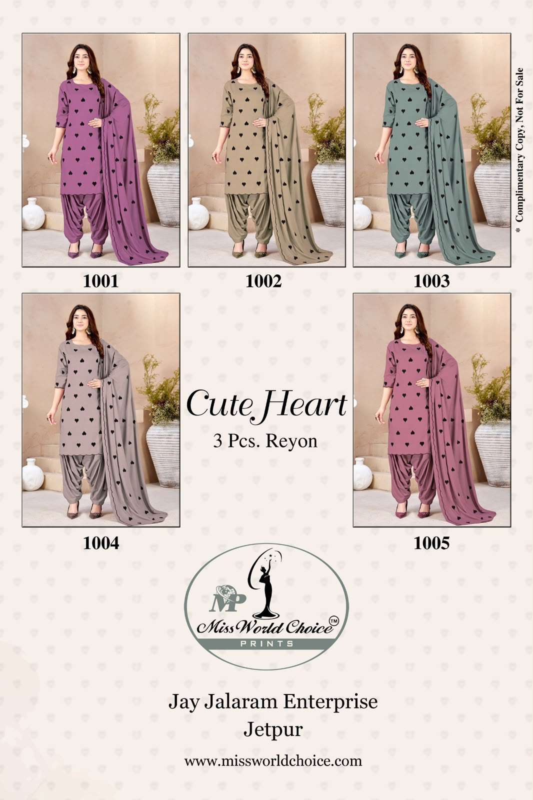 MISS WORLD CHOICE CUTE HEART VOL 1 RAYON FANCY PRINT UNSTITCH DRESS MATERIAL 
