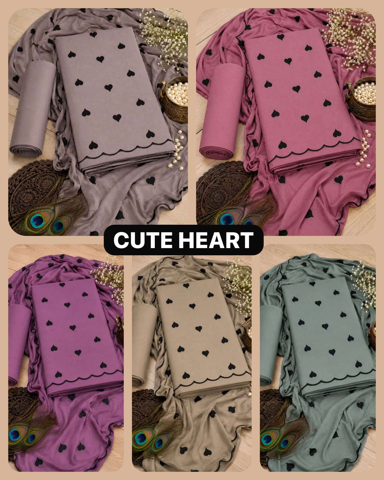 MISS WORLD CHOICE CUTE HEART VOL 1 RAYON FANCY PRINT UNSTITCH DRESS MATERIAL 