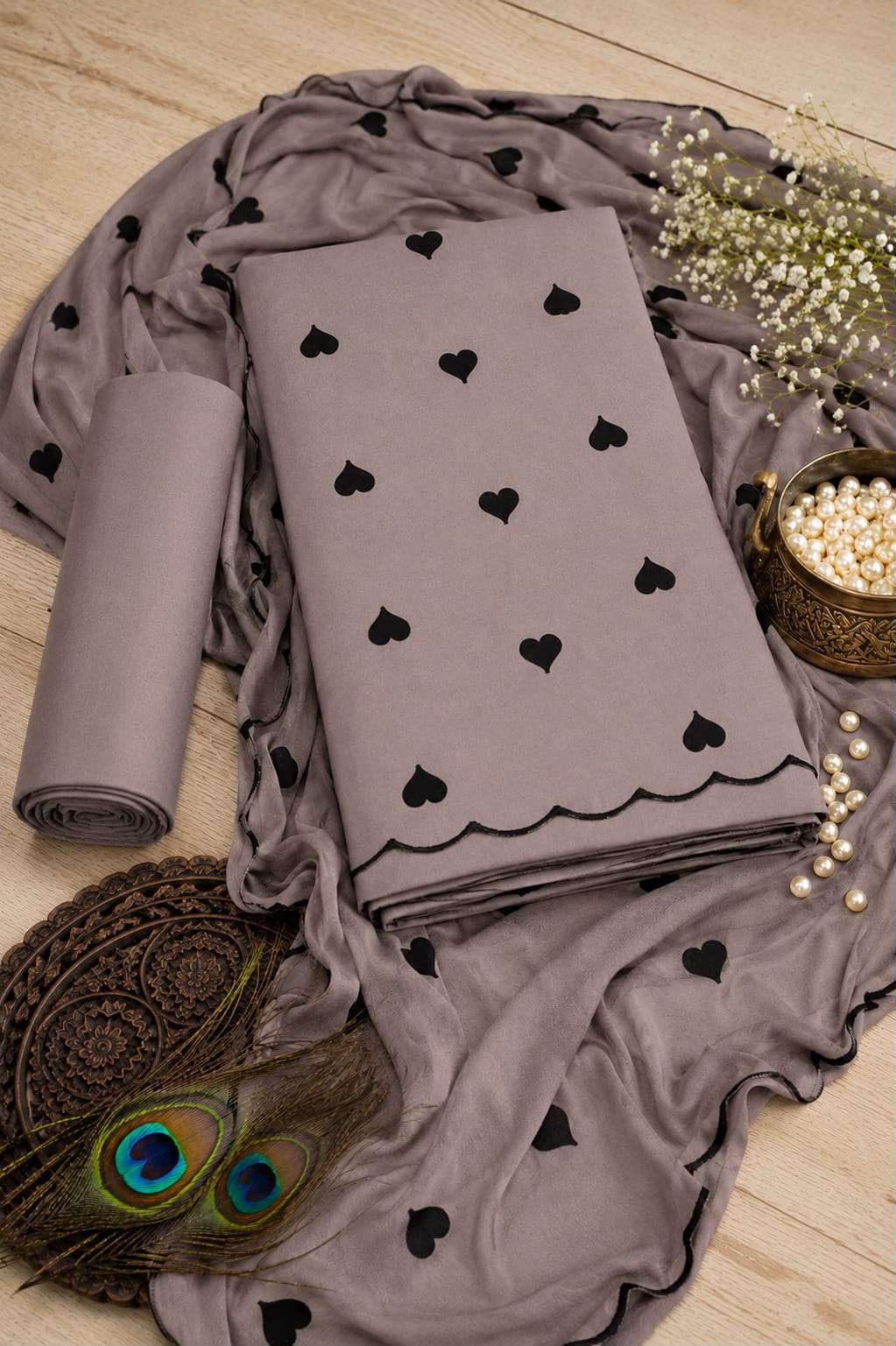 MISS WORLD CHOICE CUTE HEART VOL 1 RAYON FANCY PRINT UNSTITCH DRESS MATERIAL 