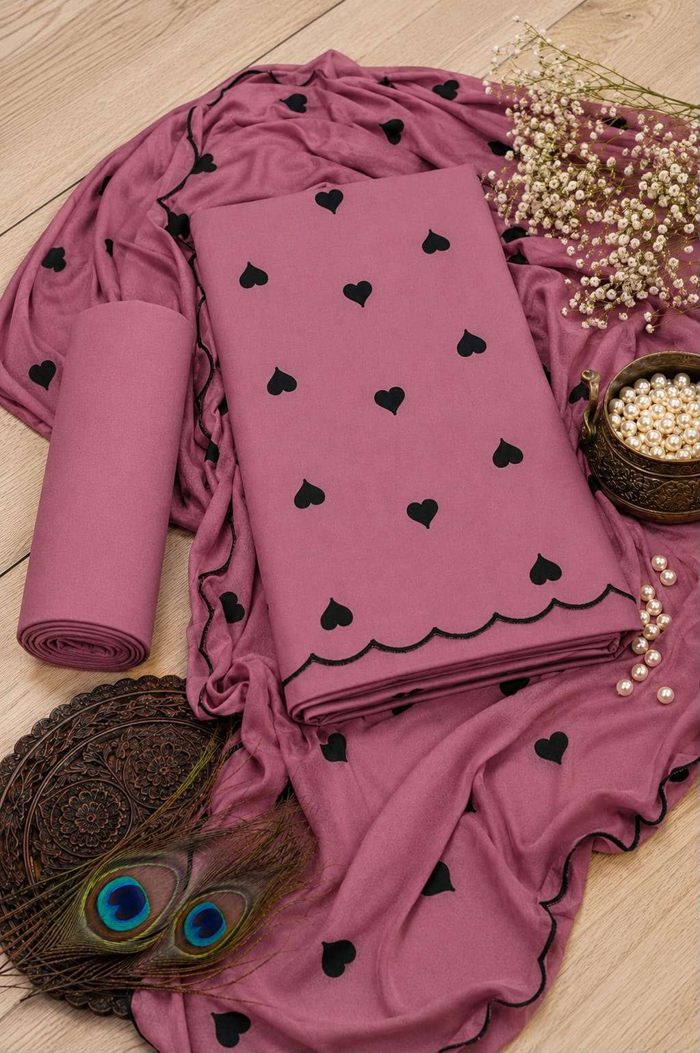 MISS WORLD CHOICE CUTE HEART VOL 1 RAYON FANCY PRINT UNSTITCH DRESS MATERIAL 