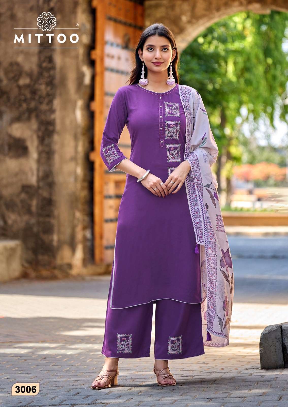 MITTOO NOORIKA RAYON FANCY WORKS LADIES 3PCS SET COLLECTION 