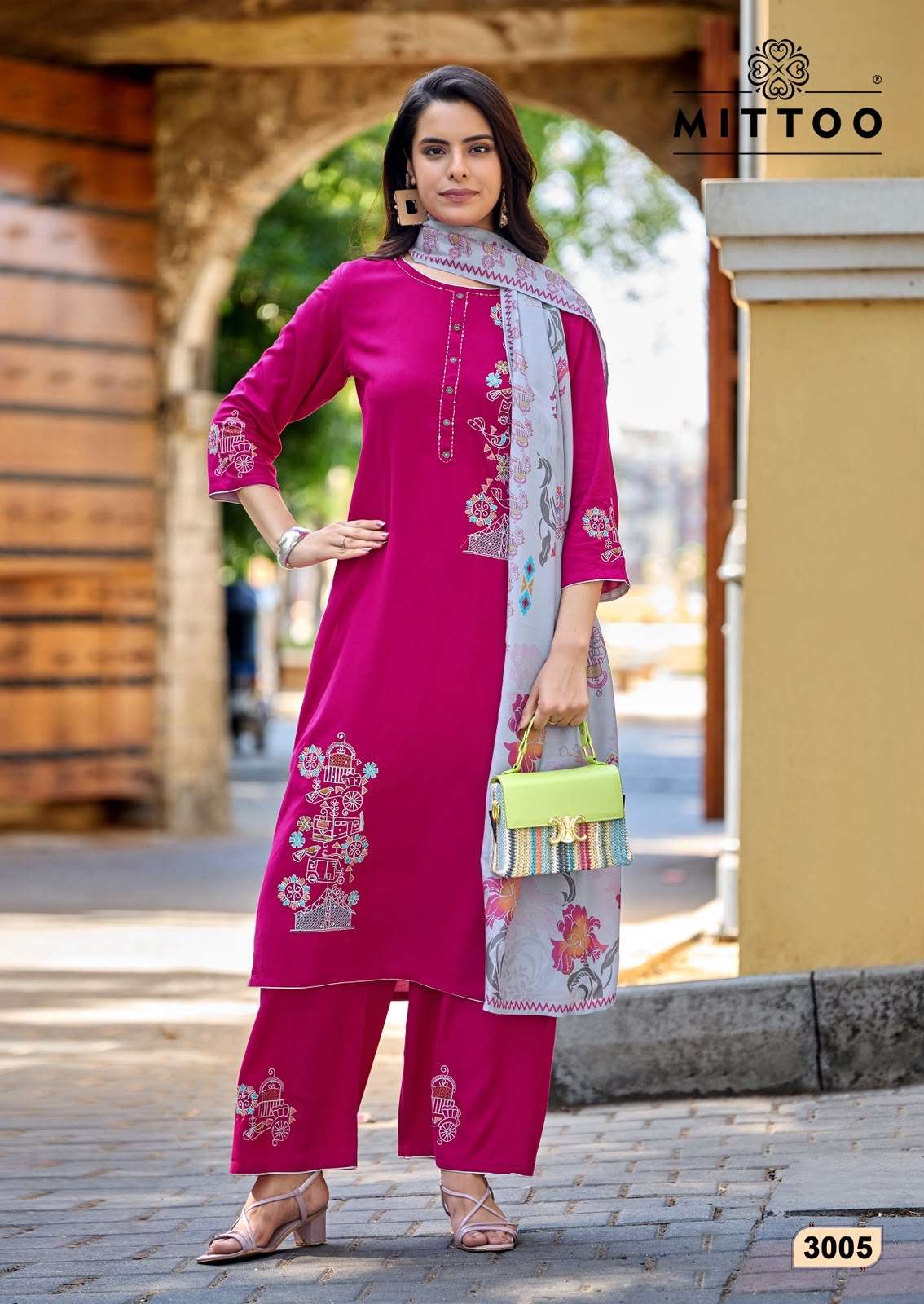 MITTOO NOORIKA RAYON FANCY WORKS LADIES 3PCS SET COLLECTION 