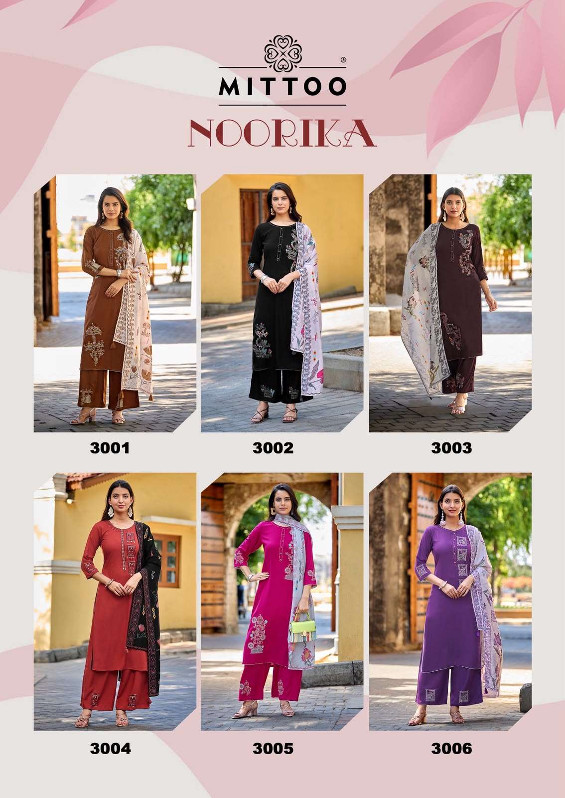 MITTOO NOORIKA RAYON FANCY WORKS LADIES 3PCS SET COLLECTION 