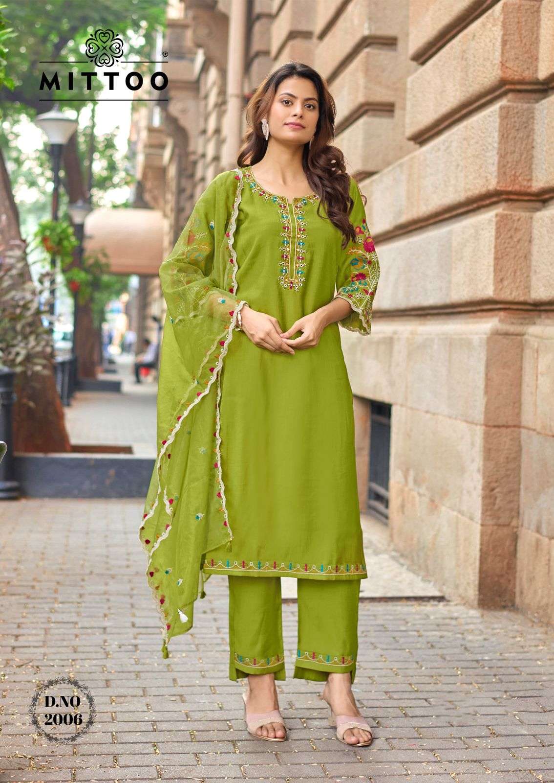 MITTOO RANGMAHAL VISCOSE FANCY EMBROIDERIES WORK LADIES 3PCS SET COLLECTION 