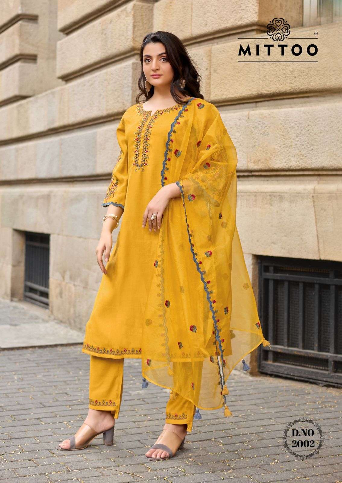 MITTOO RANGMAHAL VISCOSE FANCY EMBROIDERIES WORK LADIES 3PCS SET COLLECTION 