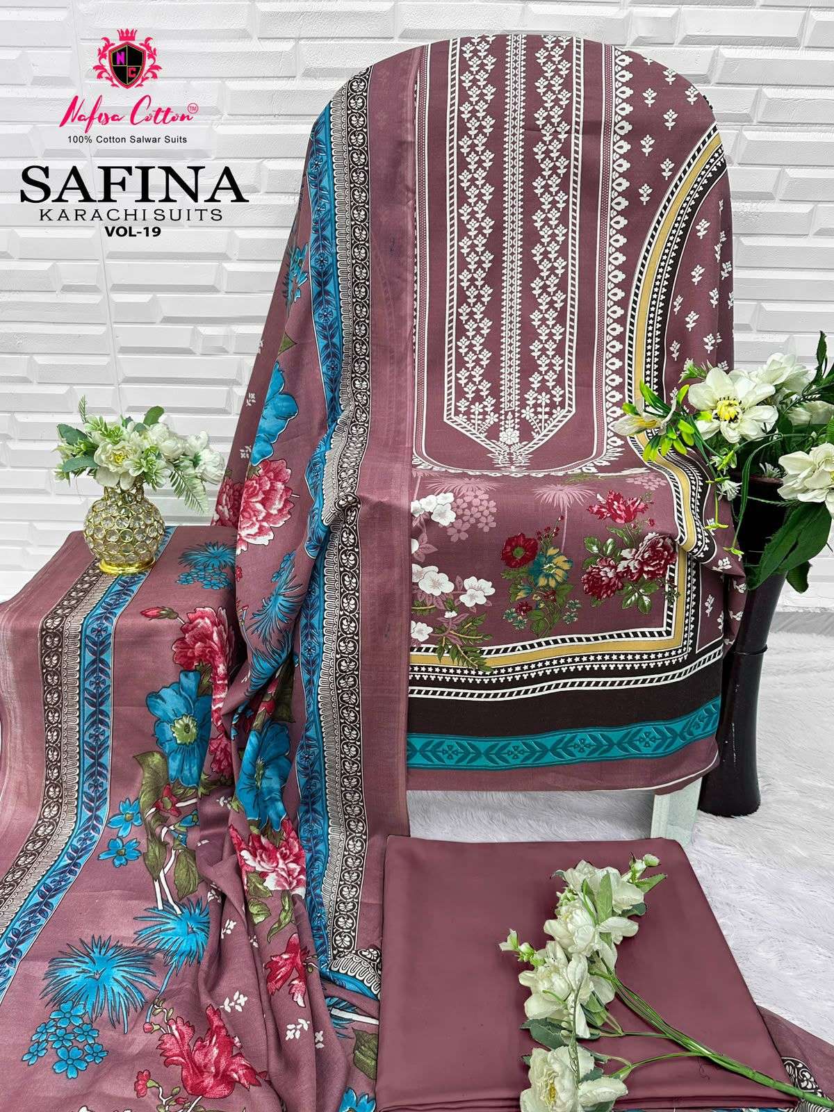 NAFISA COTTON SAFINA KARACHI SUITS VOL 19 COTTON DIGITAL STYLE PRINT SALWAR SUIT