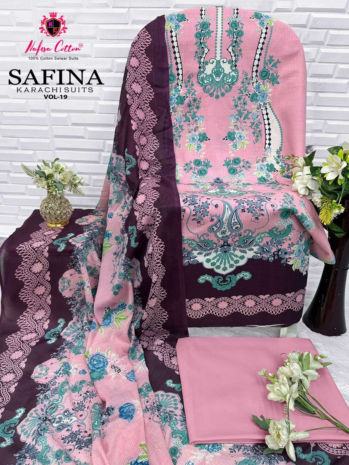 NAFISA COTTON SAFINA KARACHI SUITS VOL 19 COTTON DIGITAL STYLE PRINT SALWAR SUIT