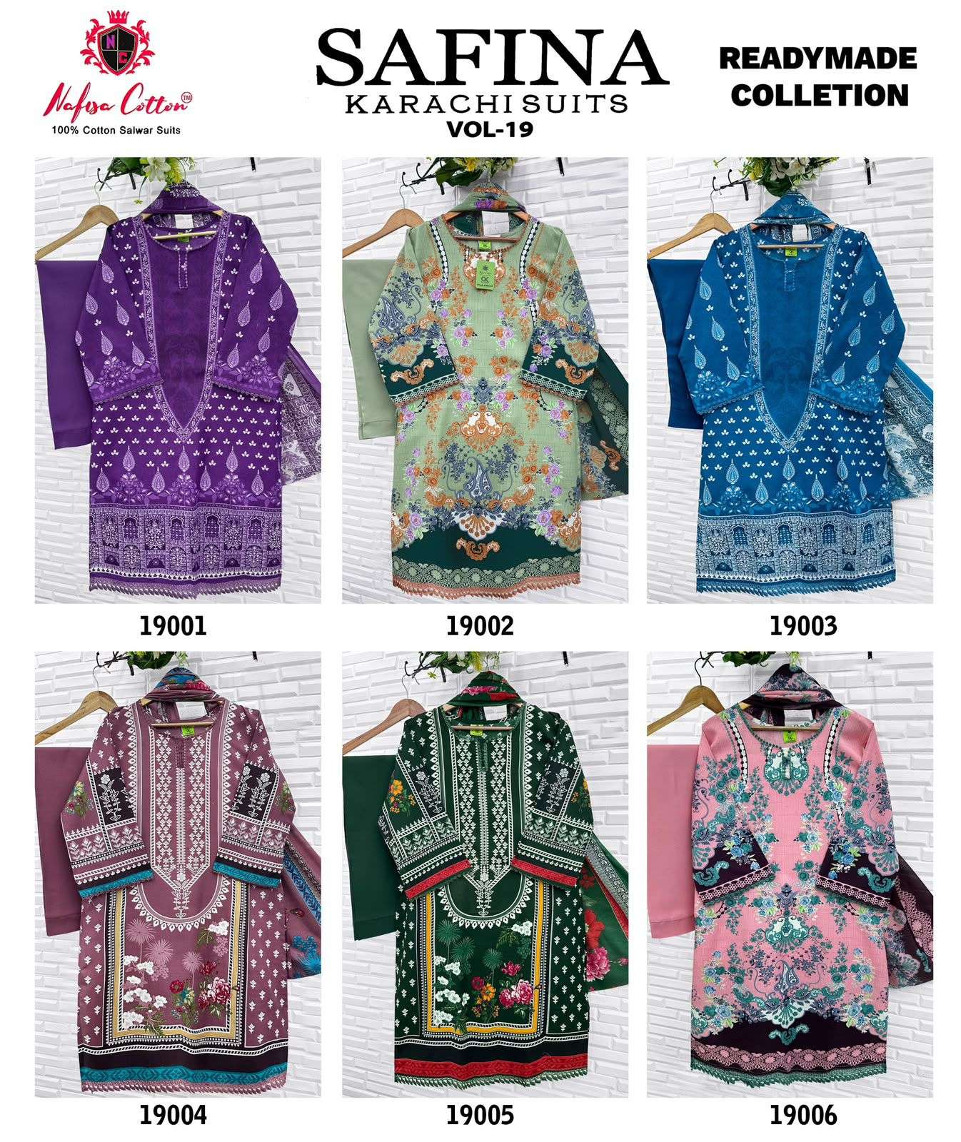 NAFISA COTTON SAFINA KARACHI SUITS VOL 19 STICH SUITS COLLECTION 