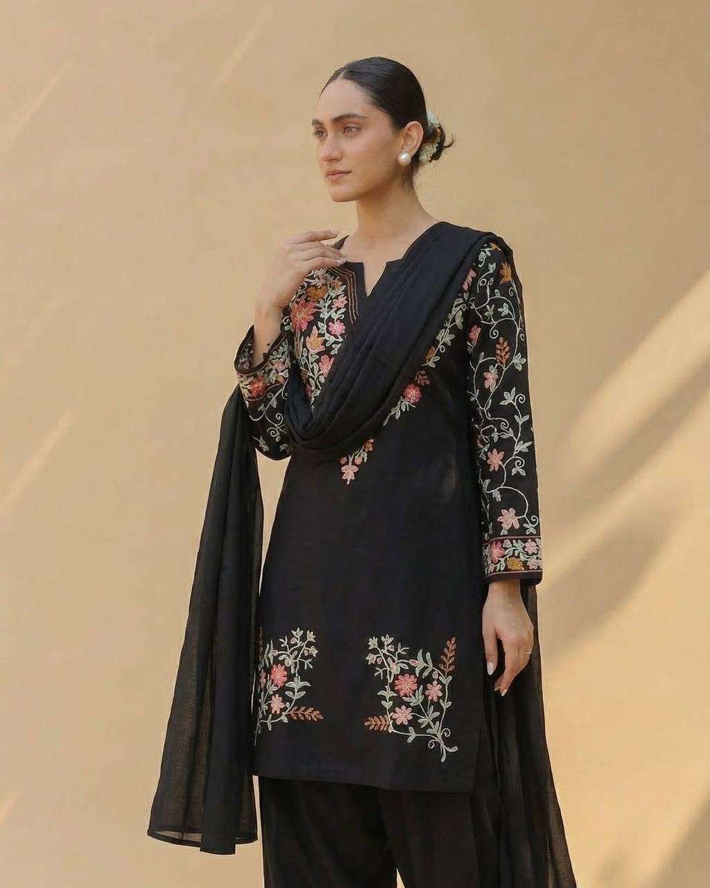 ND 5058 SILK PARTY WEAR LOOK TOP WITH FARSHI SALWAAR AND DUPATTA SET 