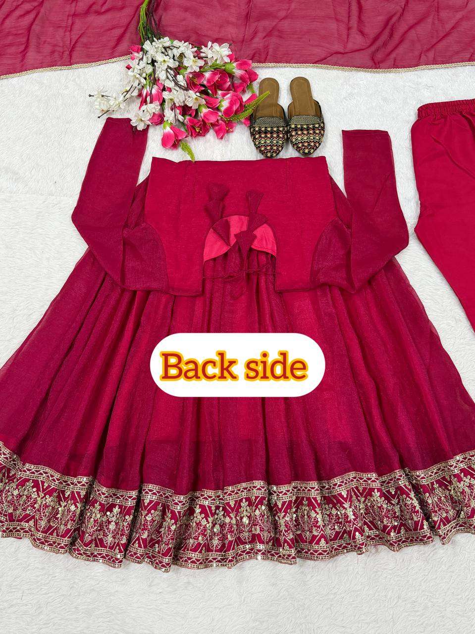 ND 5069 SILK SEQUENCE EMBROIDERY DESIGNER WORK PARTY WEAR ANARKALI GOWN STYLE SUIT