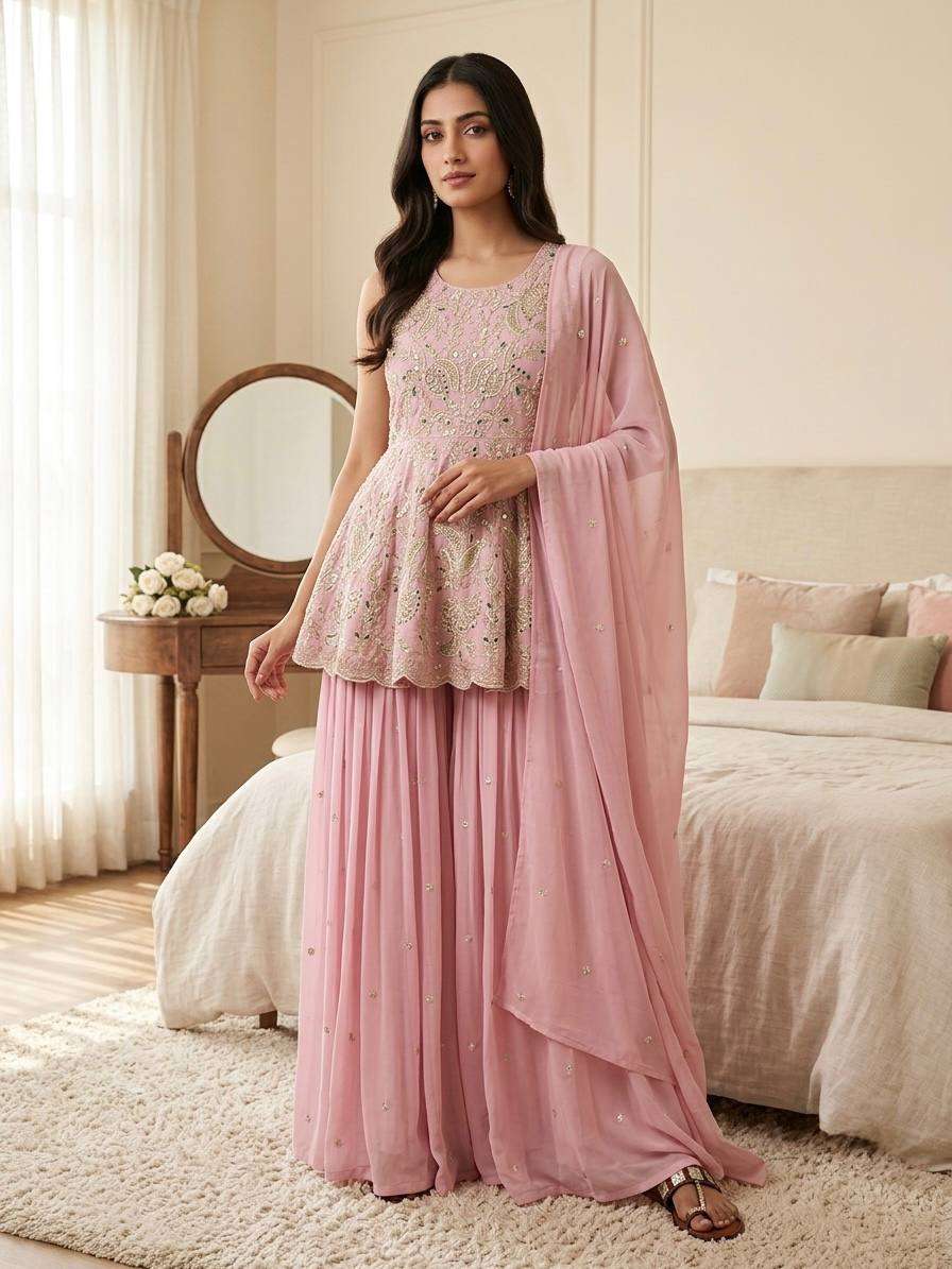 NSR 899 GEORGETTE SILK HEAVY WEDDING WEAR TOP WITH LEHENGA AND DUPATTA 