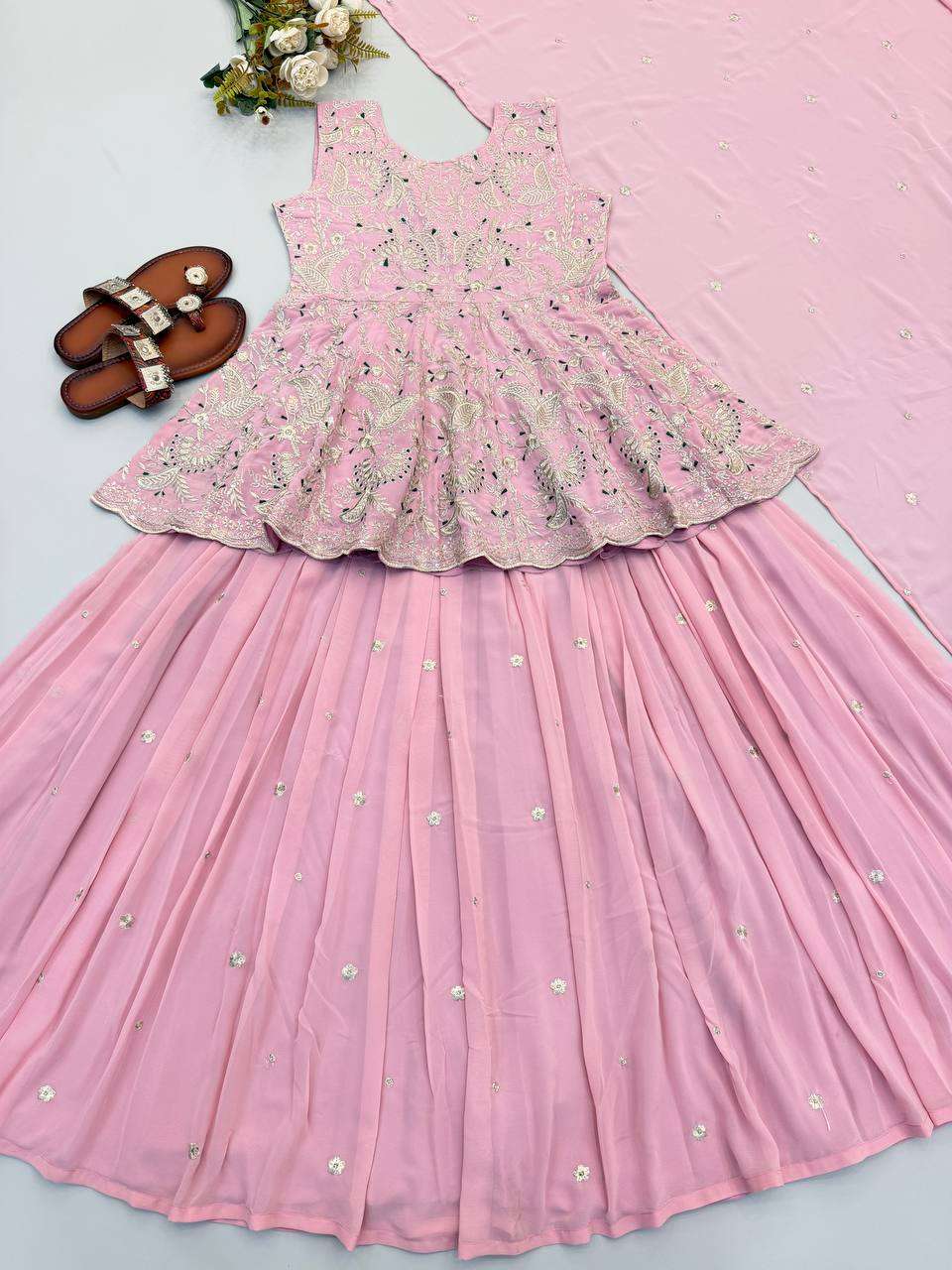 NSR 899 GEORGETTE SILK HEAVY WEDDING WEAR TOP WITH LEHENGA AND DUPATTA 