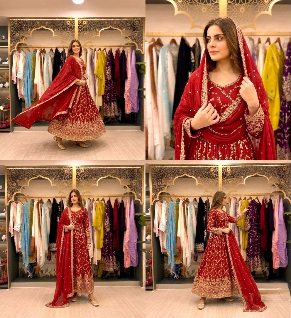 PD 1097 SILK HEAVY SEQUENCE DESIGNER READY MADE PARTY WEAR GOWN SUIT