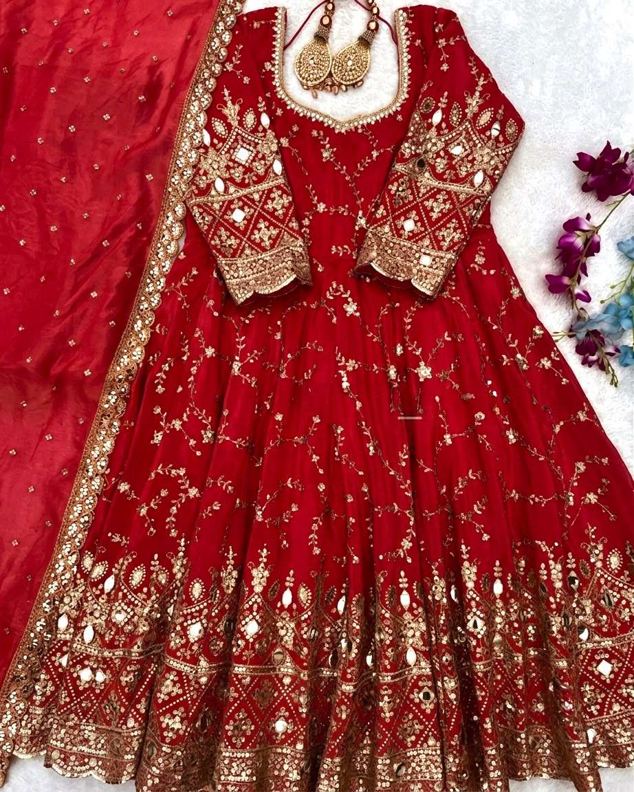 PD 1097 SILK HEAVY SEQUENCE DESIGNER READY MADE PARTY WEAR GOWN SUIT