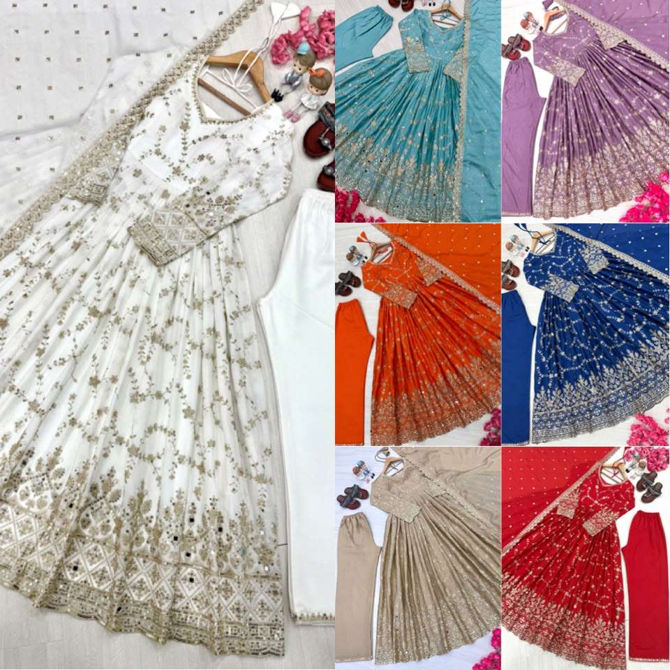 PD 1097 SILK HEAVY SEQUENCE DESIGNER READY MADE PARTY WEAR GOWN SUIT