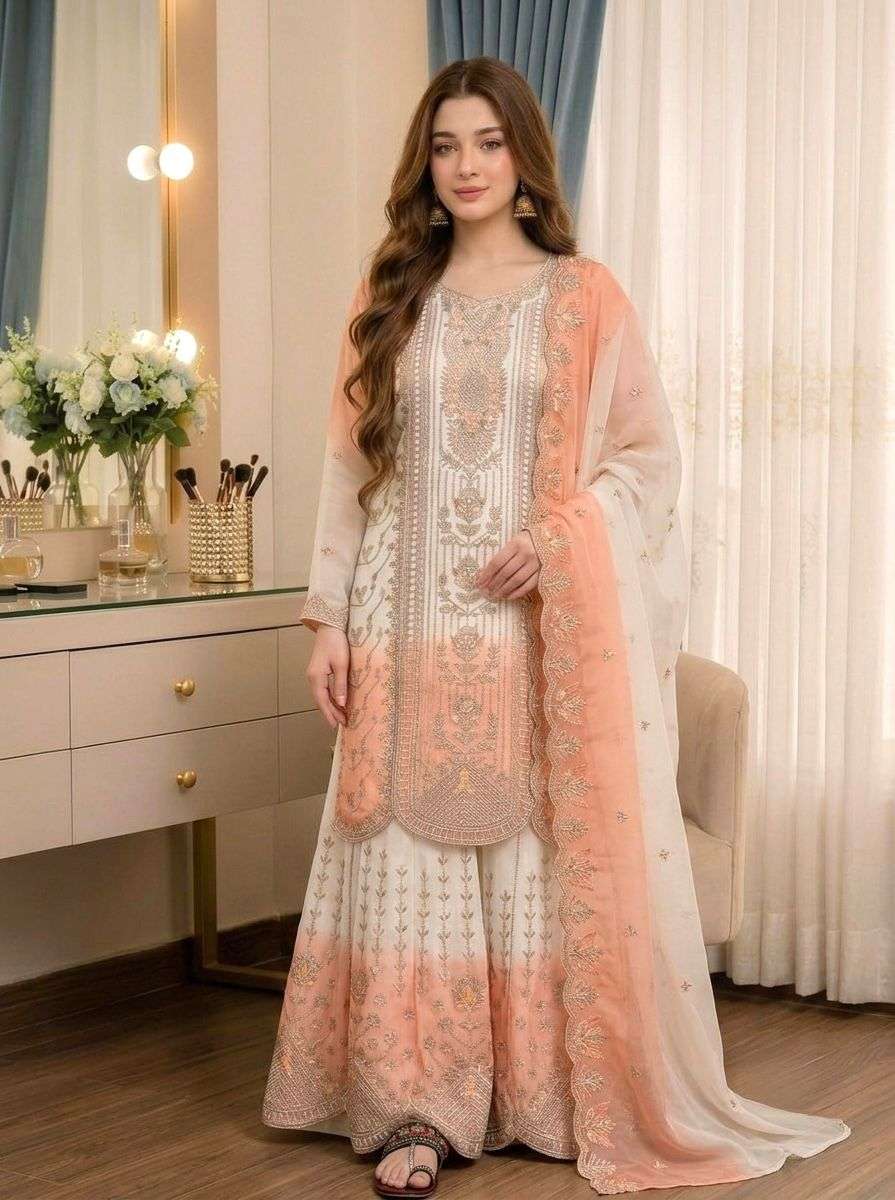 PD 1153 DUAL TONE GEORGETTE FABRIC BEAUTIFUL DESIGNER FESTIVE WEAR LADIES SUIT