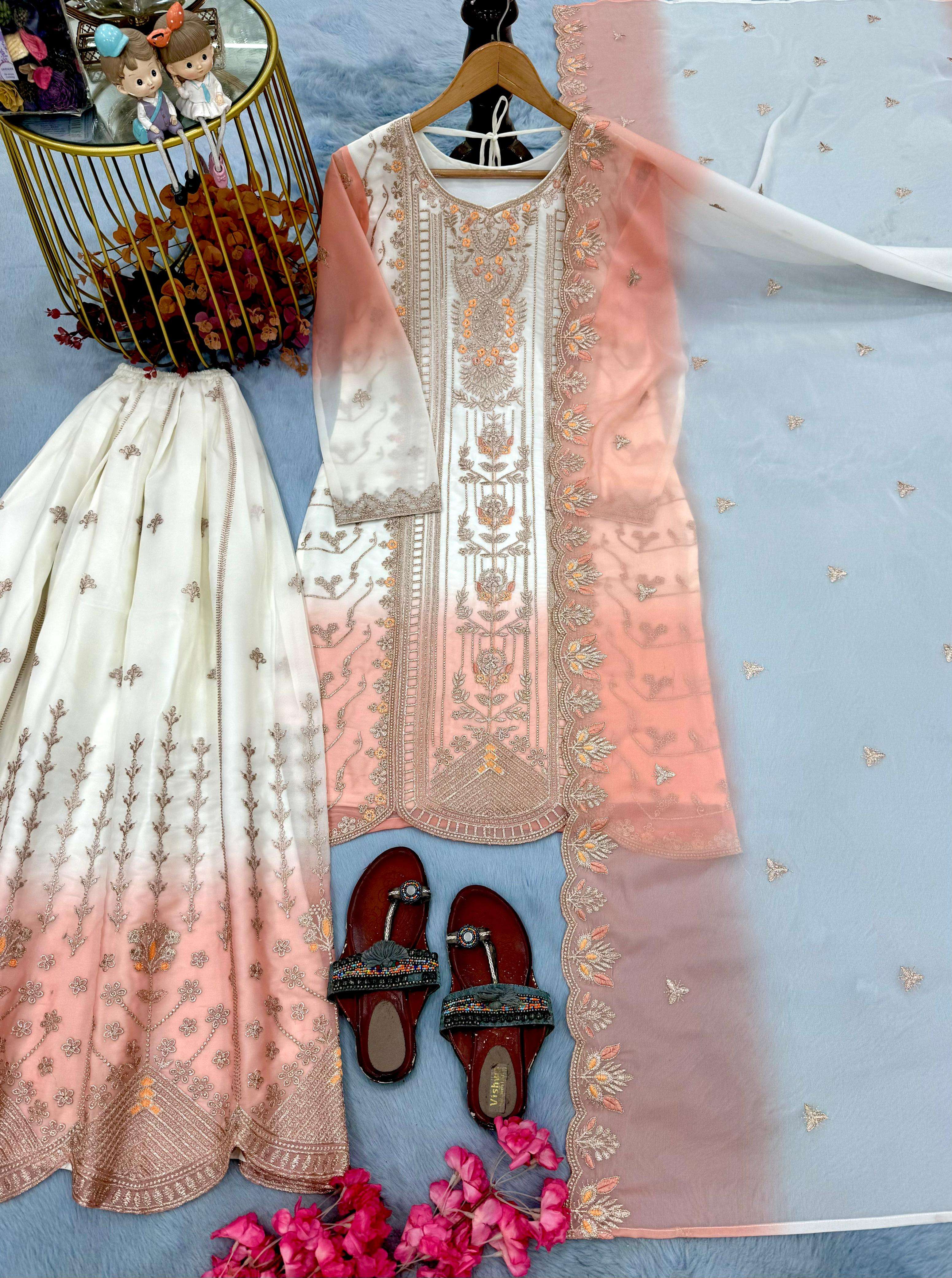 PD 1153 DUAL TONE GEORGETTE FABRIC BEAUTIFUL DESIGNER FESTIVE WEAR LADIES SUIT