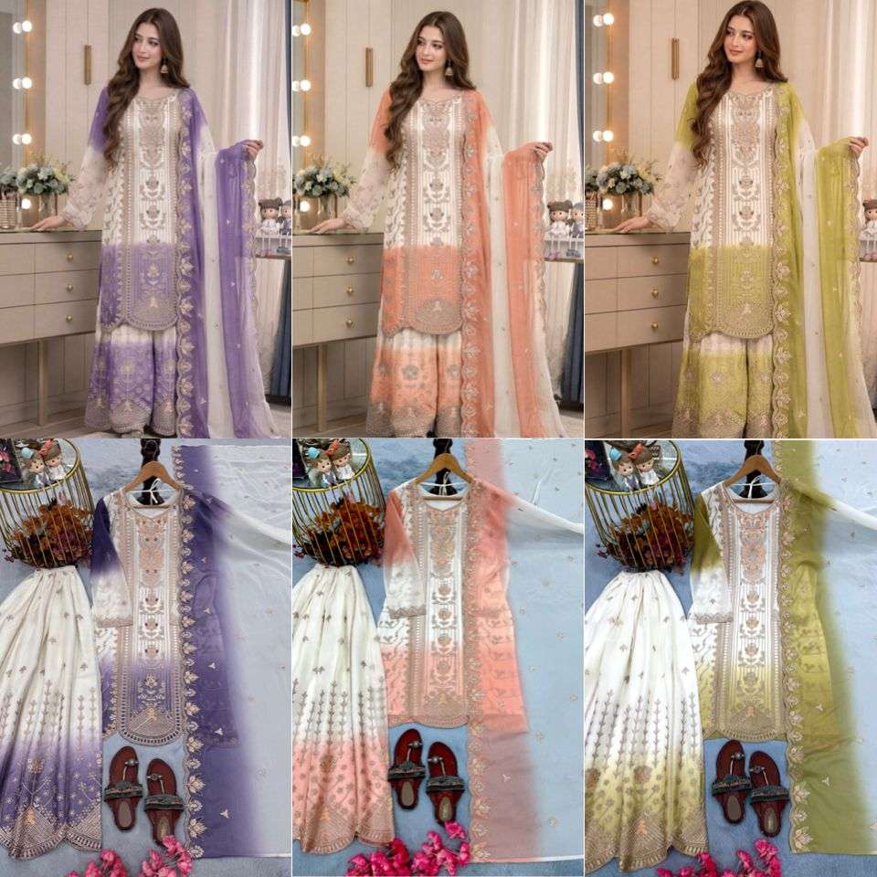 PD 1153 DUAL TONE GEORGETTE FABRIC BEAUTIFUL DESIGNER FESTIVE WEAR LADIES SUIT