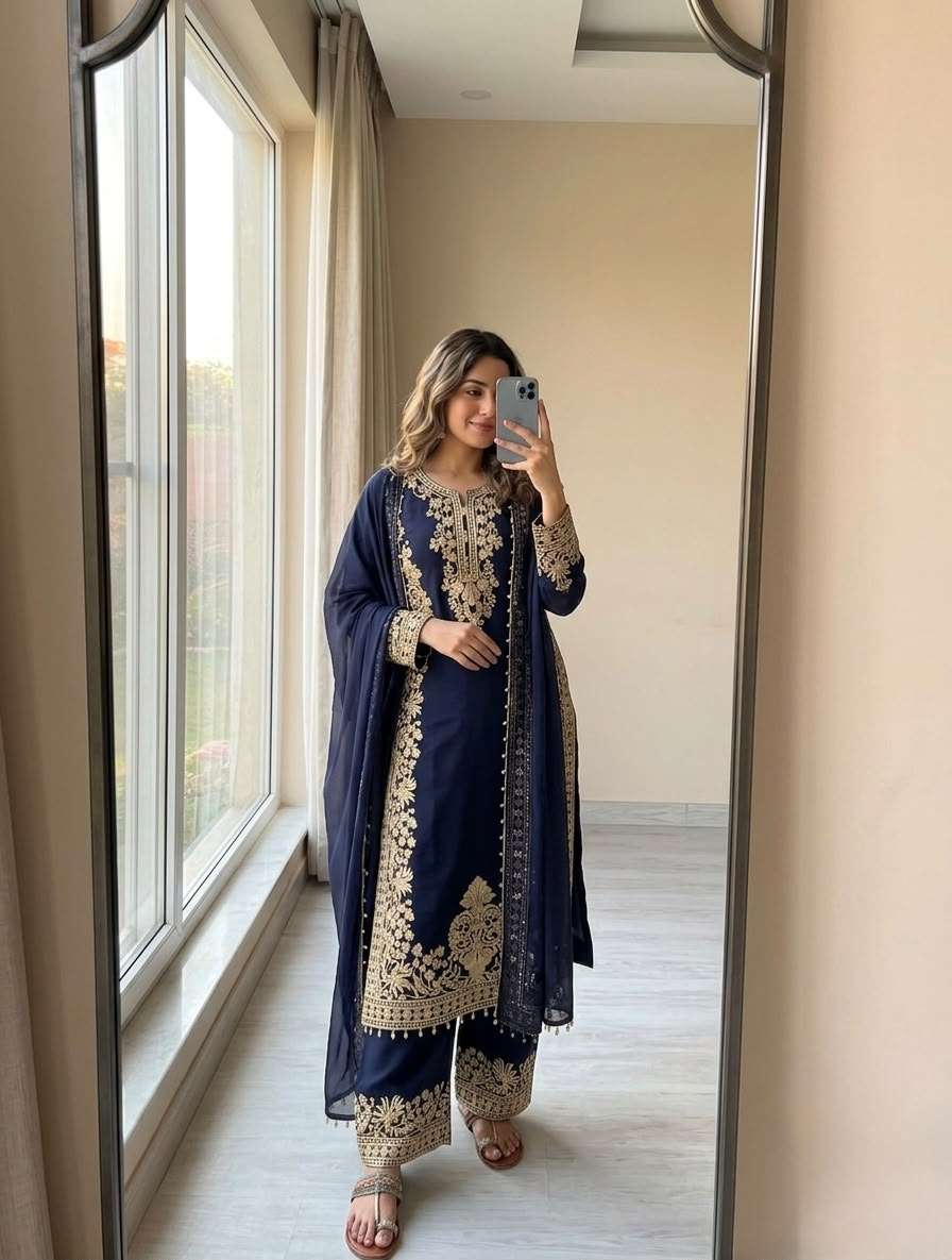 PD 1162 GEORGETTE EMBROIDERY DESIGNER WORK READY MADE PARTY WEAR SUIT
