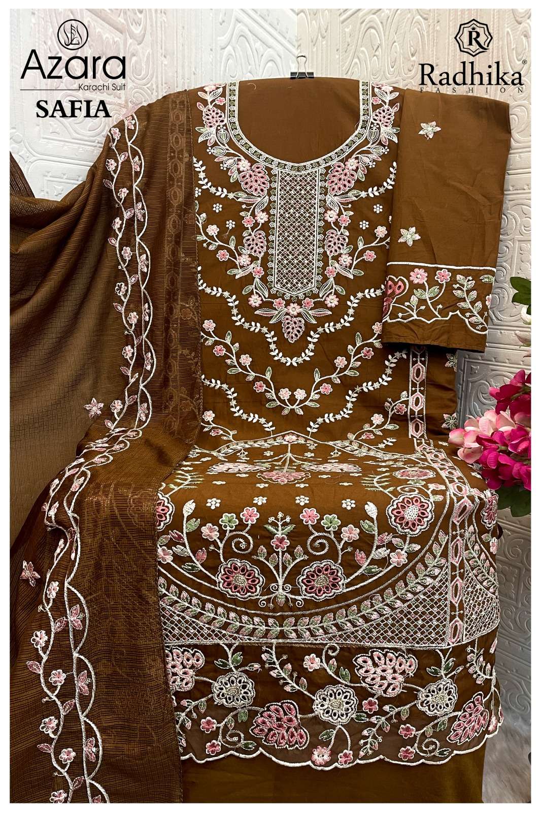 RADHIKA FASHION AZARA SAFIA LAWN COTTON DIGITAL PRINT WITH FANCY WORK SUIT