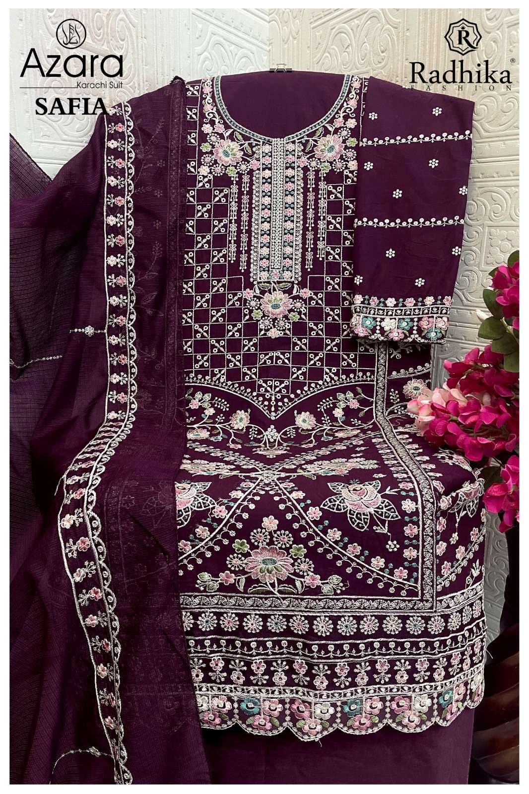 RADHIKA FASHION AZARA SAFIA LAWN COTTON DIGITAL PRINT WITH FANCY WORK SUIT