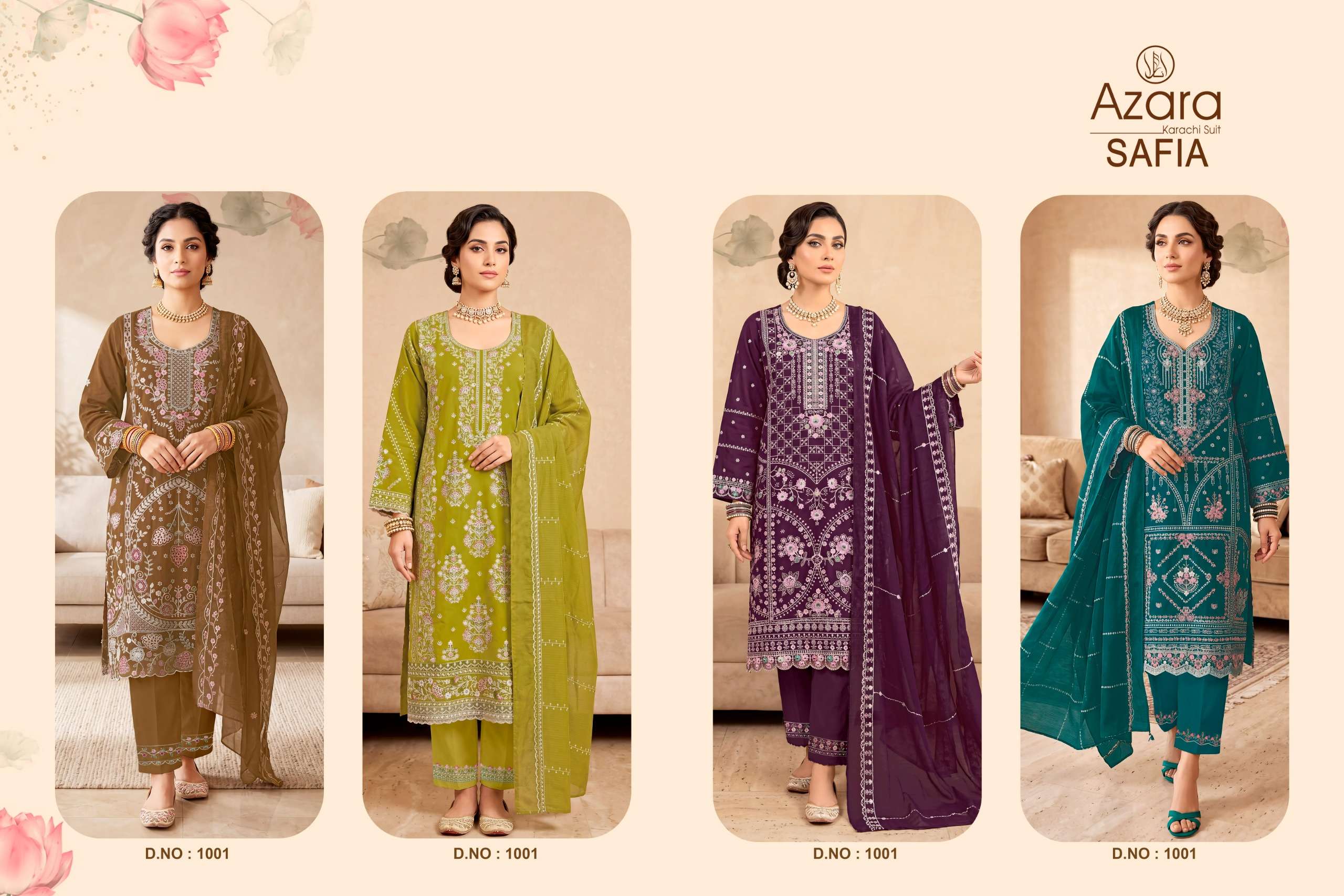 RADHIKA FASHION AZARA SAFIA LAWN COTTON DIGITAL PRINT WITH FANCY WORK SUIT