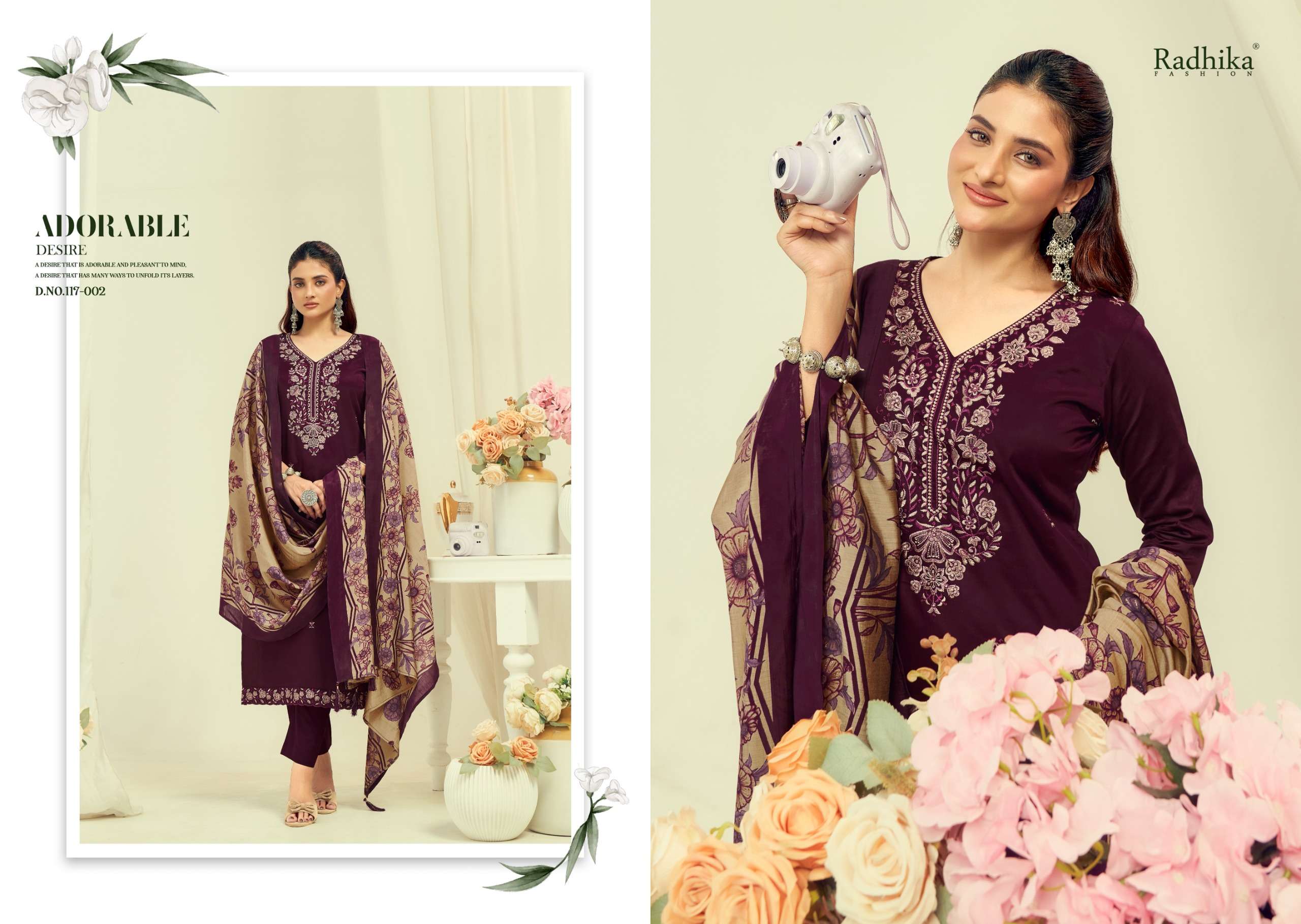 RADHIKA FASHION AZARA SHAFINAZ VOL 2 JAM COTTON PRINT WITH FANCY WORK SUIT