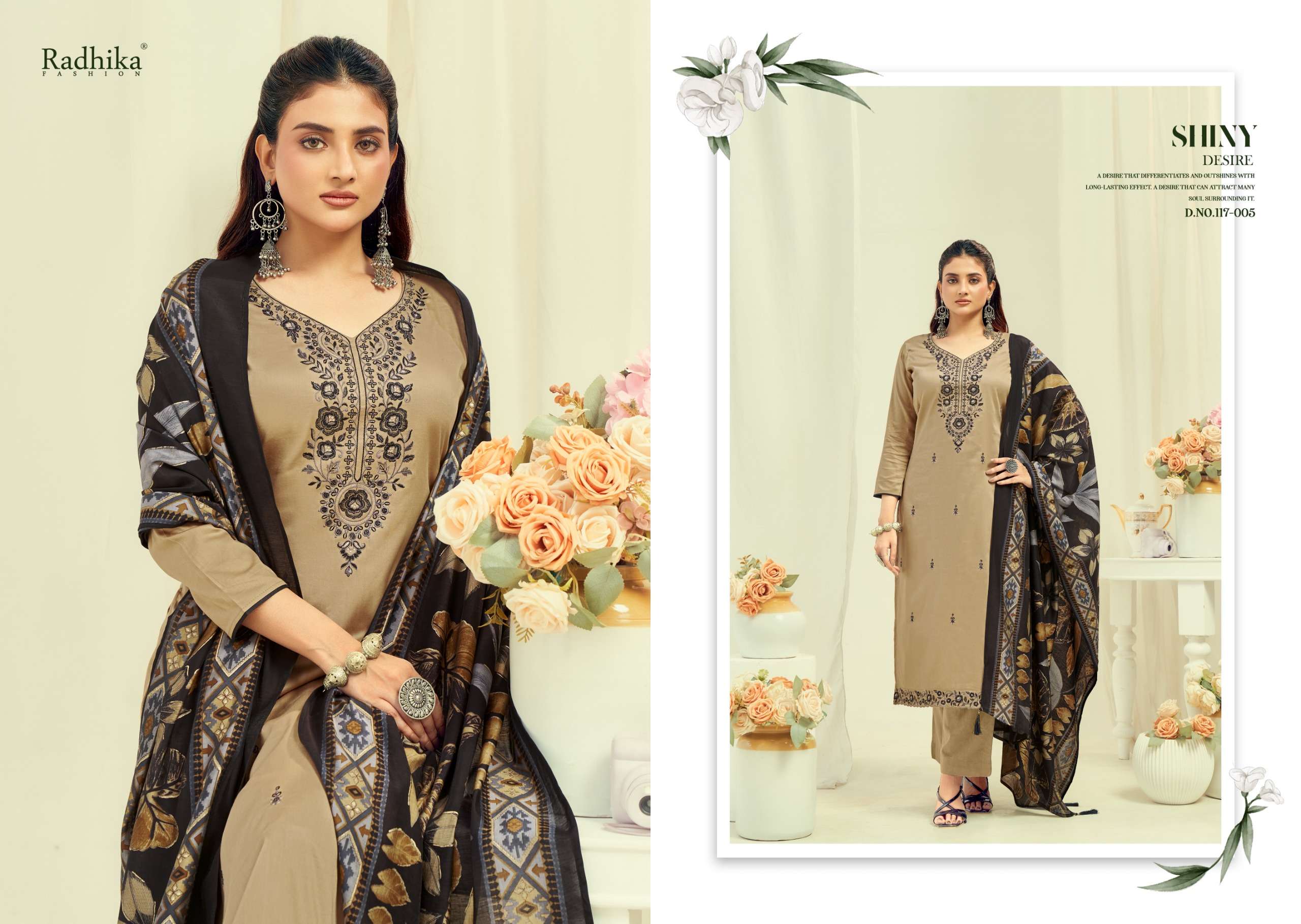 RADHIKA FASHION AZARA SHAFINAZ VOL 2 JAM COTTON PRINT WITH FANCY WORK SUIT