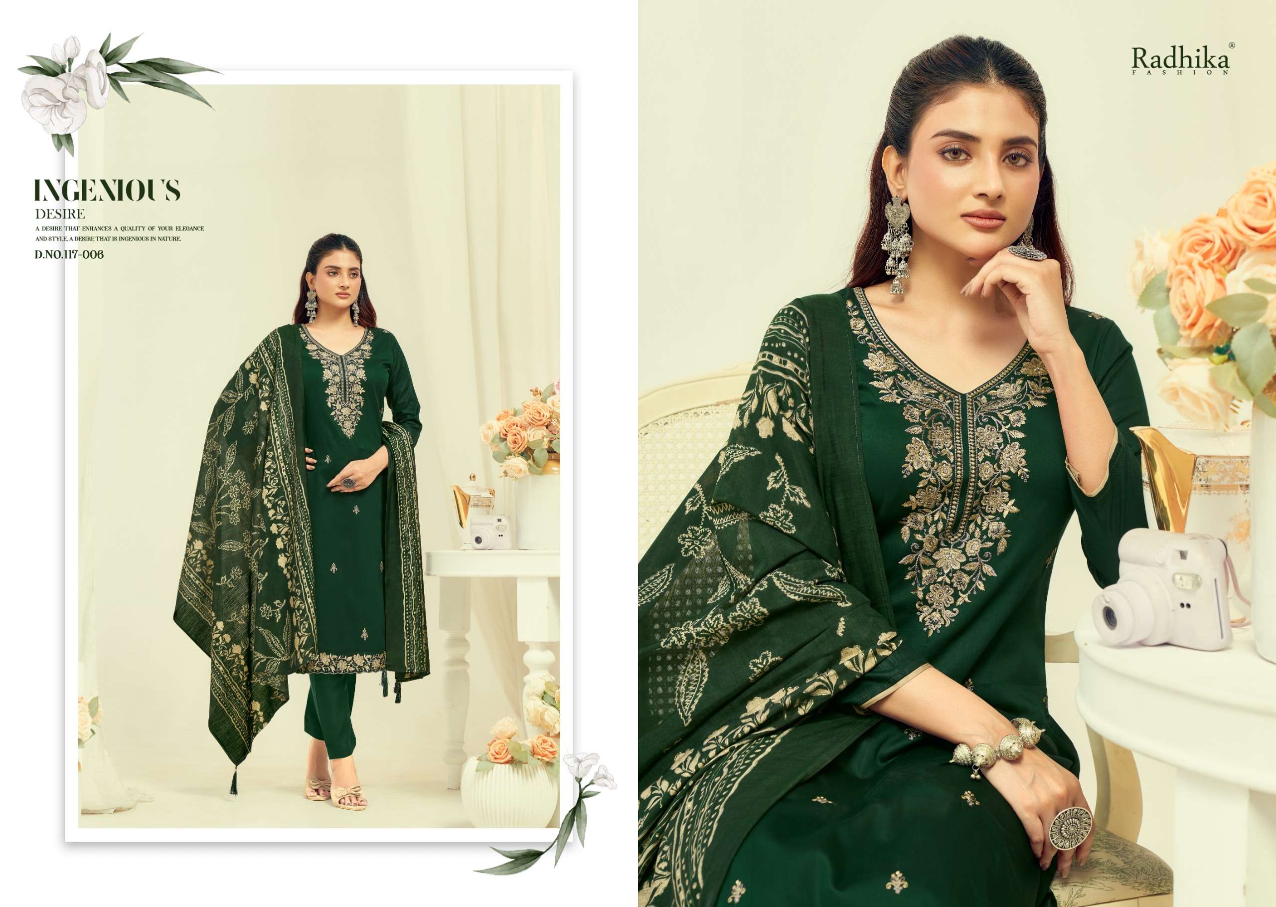 RADHIKA FASHION AZARA SHAFINAZ VOL 2 JAM COTTON PRINT WITH FANCY WORK SUIT