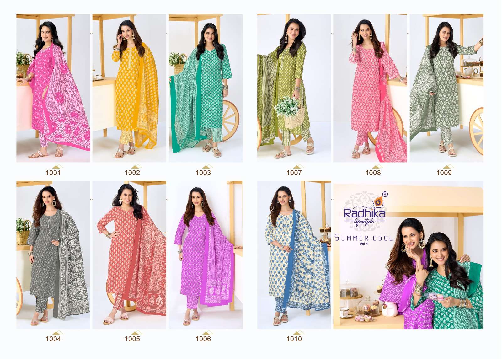RADHIKA LIFESTYLE SUMMER COOL VOL 1 COTTON PRINT LADIES 3PCS SET COLLECTION 