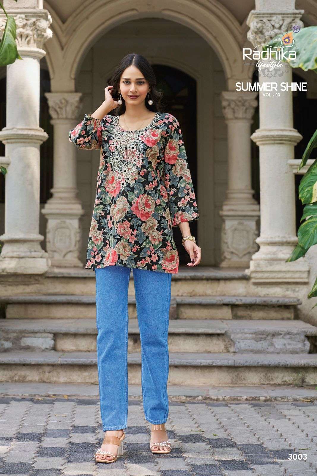 RADHIKA LIFESTYLE SUMMER SHINE VOL 3 COTTON FANCY LUCKNOWI WORKS LADIES WESTERN WEAR TOP 
