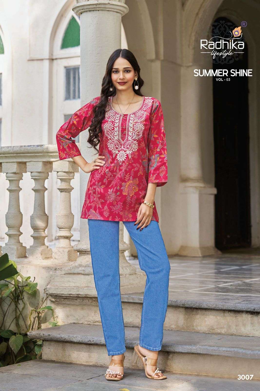 RADHIKA LIFESTYLE SUMMER SHINE VOL 3 COTTON FANCY LUCKNOWI WORKS LADIES WESTERN WEAR TOP 