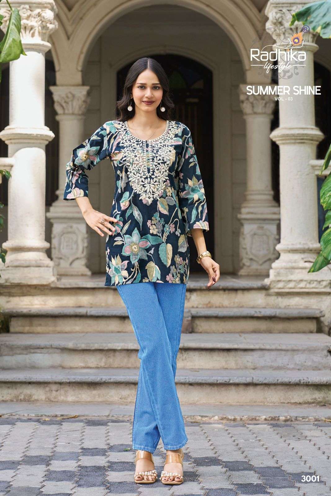 RADHIKA LIFESTYLE SUMMER SHINE VOL 3 COTTON FANCY LUCKNOWI WORKS LADIES WESTERN WEAR TOP 