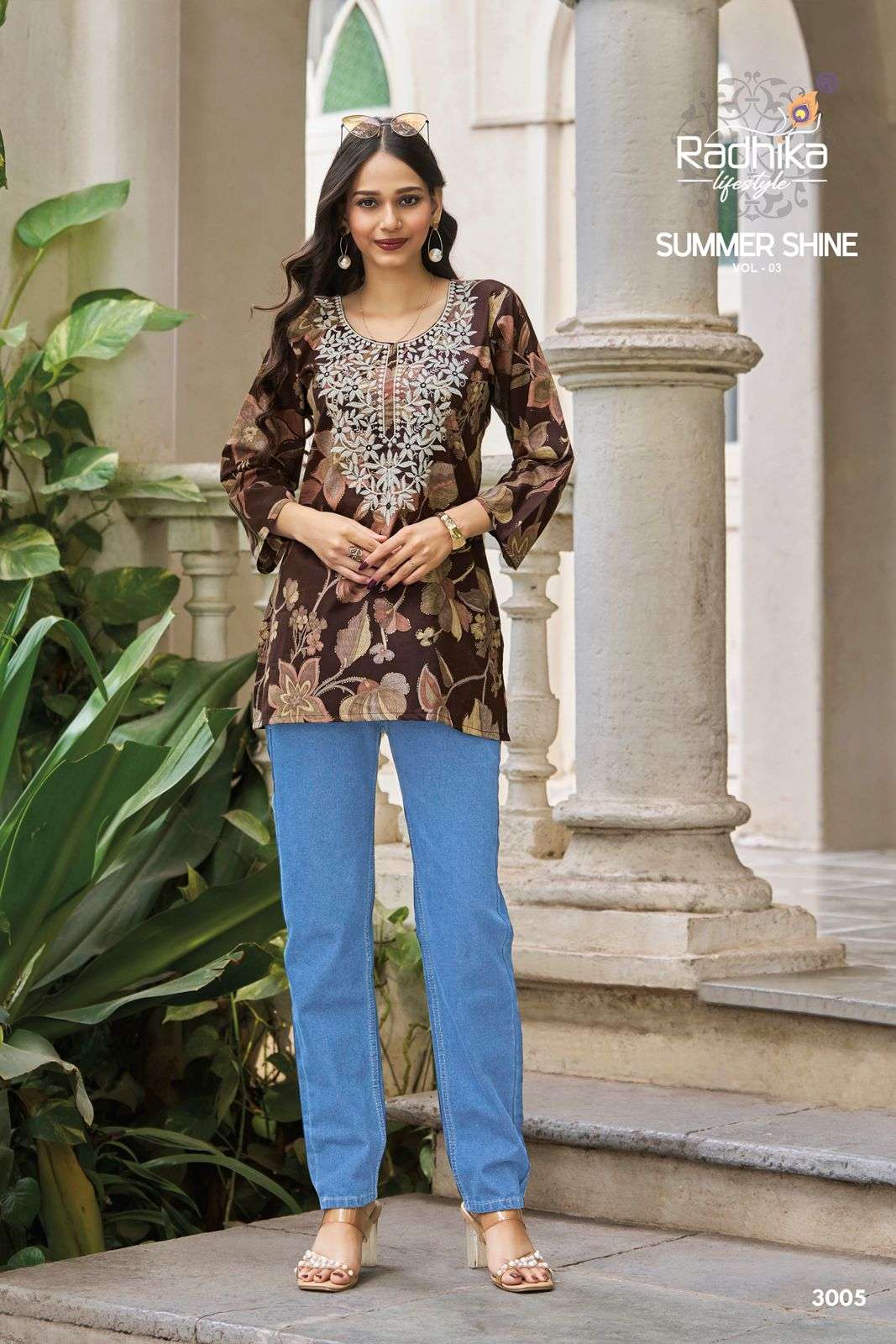 RADHIKA LIFESTYLE SUMMER SHINE VOL 3 COTTON FANCY LUCKNOWI WORKS LADIES WESTERN WEAR TOP 