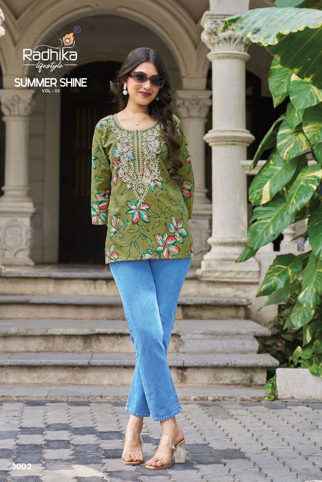 RADHIKA LIFESTYLE SUMMER SHINE VOL 3 COTTON FANCY LUCKNOWI WORKS LADIES WESTERN WEAR TOP 