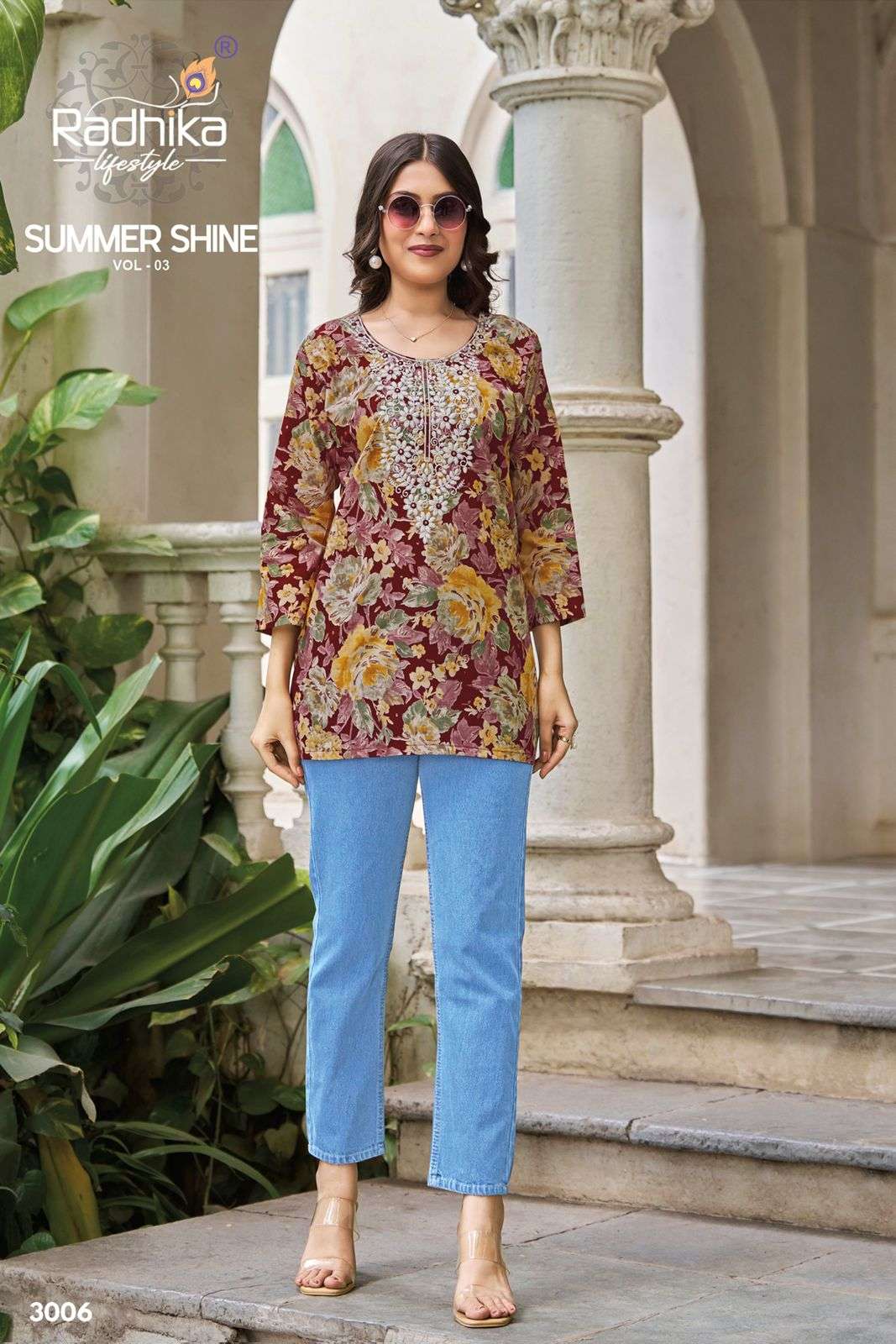 RADHIKA LIFESTYLE SUMMER SHINE VOL 3 COTTON FANCY LUCKNOWI WORKS LADIES WESTERN WEAR TOP 