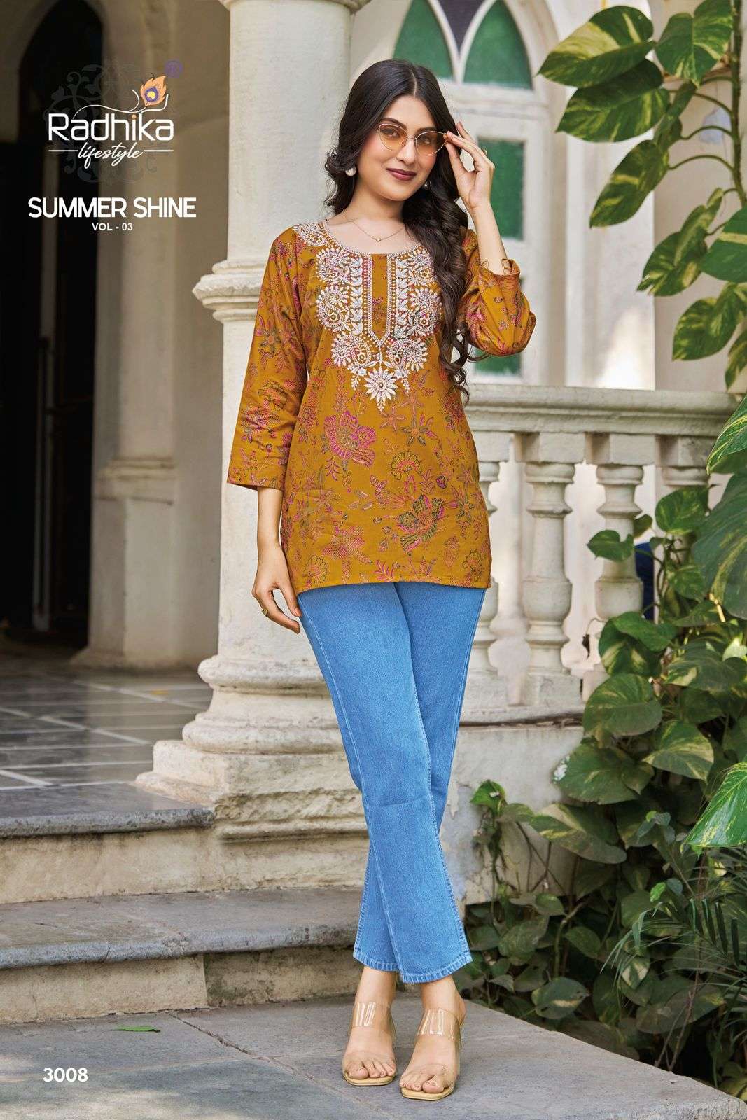 RADHIKA LIFESTYLE SUMMER SHINE VOL 3 COTTON FANCY LUCKNOWI WORKS LADIES WESTERN WEAR TOP 