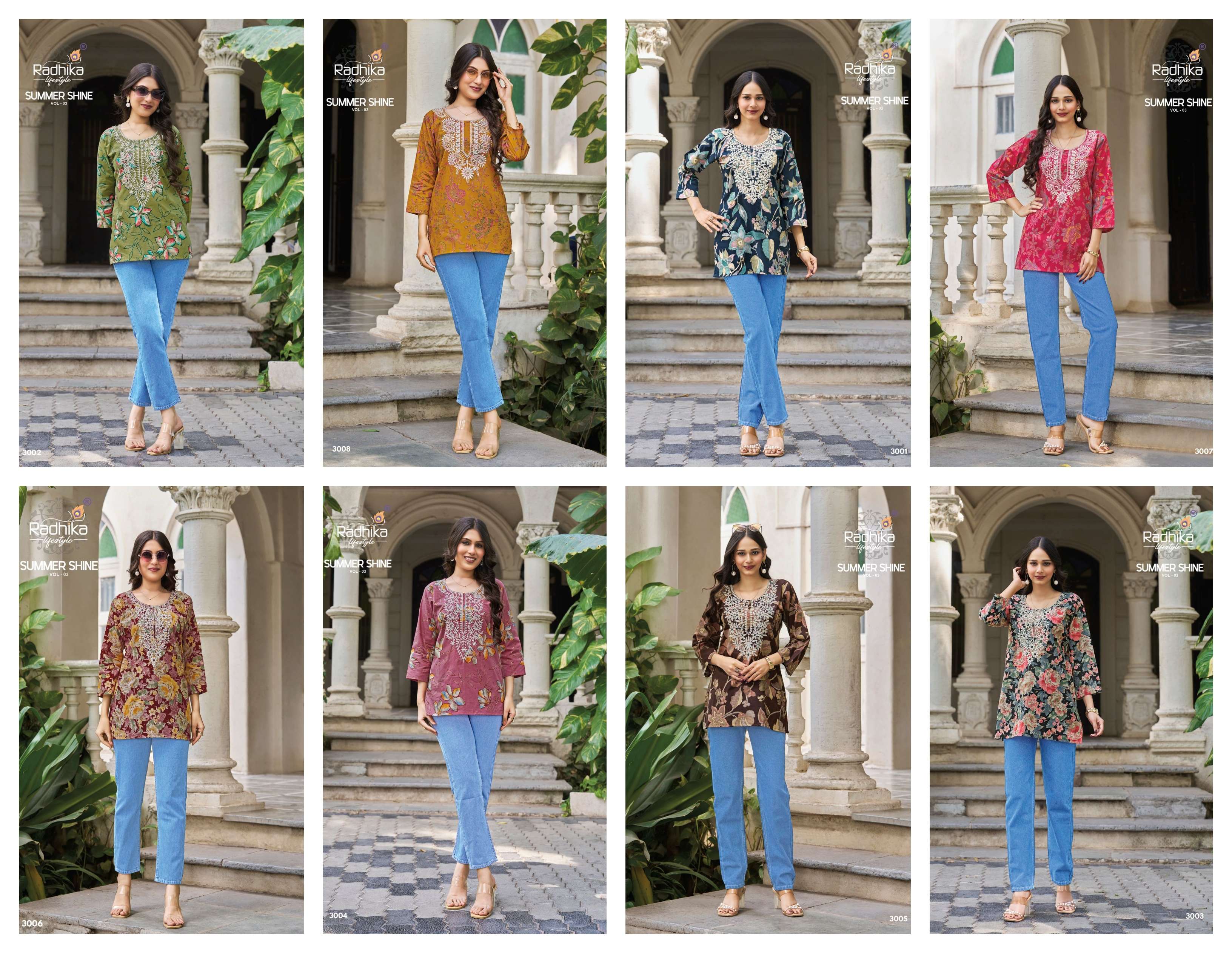 RADHIKA LIFESTYLE SUMMER SHINE VOL 3 COTTON FANCY LUCKNOWI WORKS LADIES WESTERN WEAR TOP 