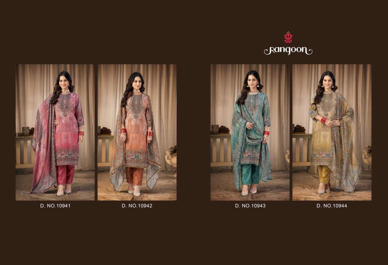 RANGOON TEJASVI MUSLIN DIGITAL PRINT WITH DESIGNER WORK READY MADE SUIT