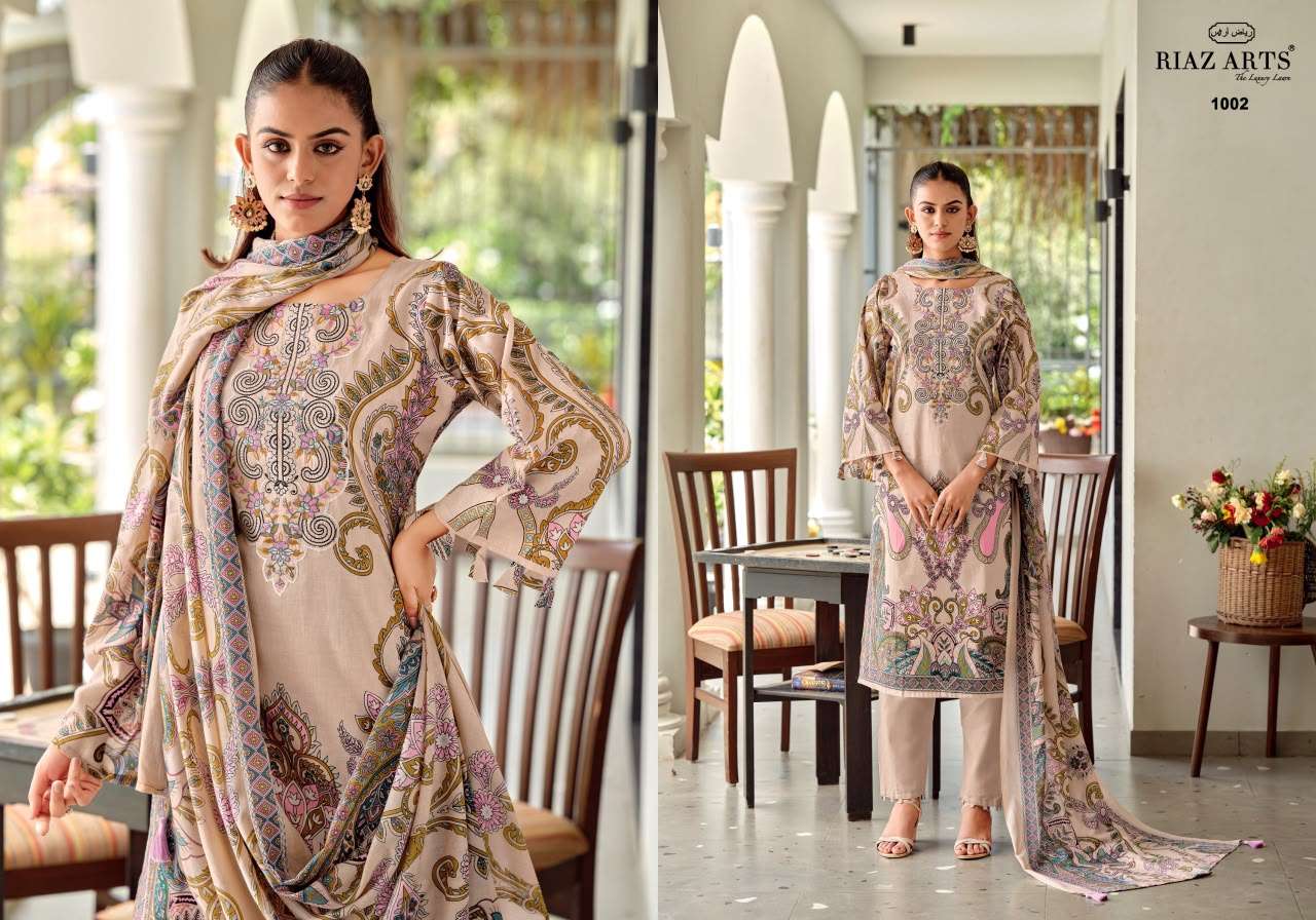 RIAZ ARTS NAYRA VOL 42 COTTON DIGITAL PRINTS WITH FANCY EMBROIDERY WORK SUIT