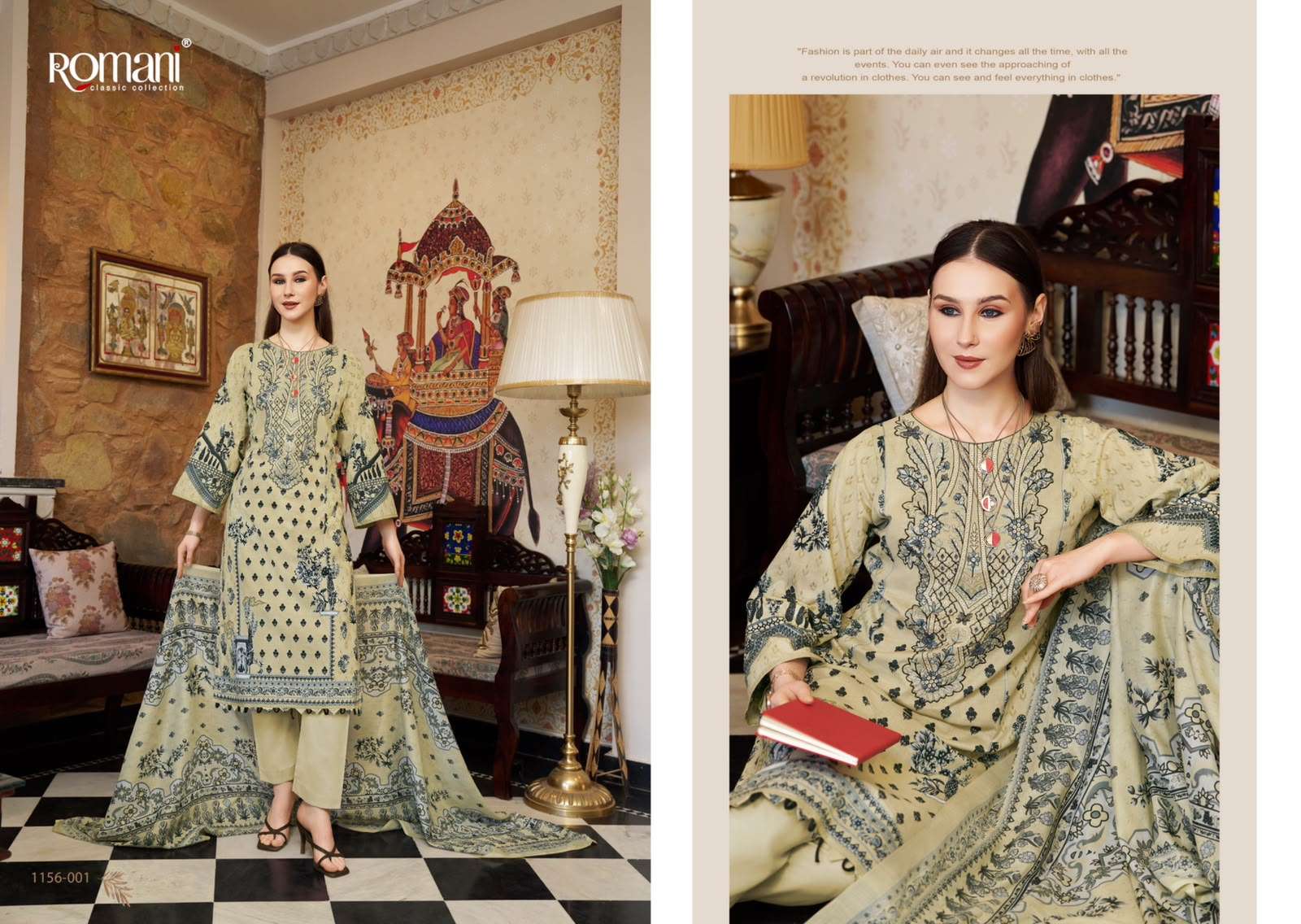 ROMANI AARZU VOL 35 COTTON DIGITAL STYLE PRINT WITH FANCY WORK SUIT