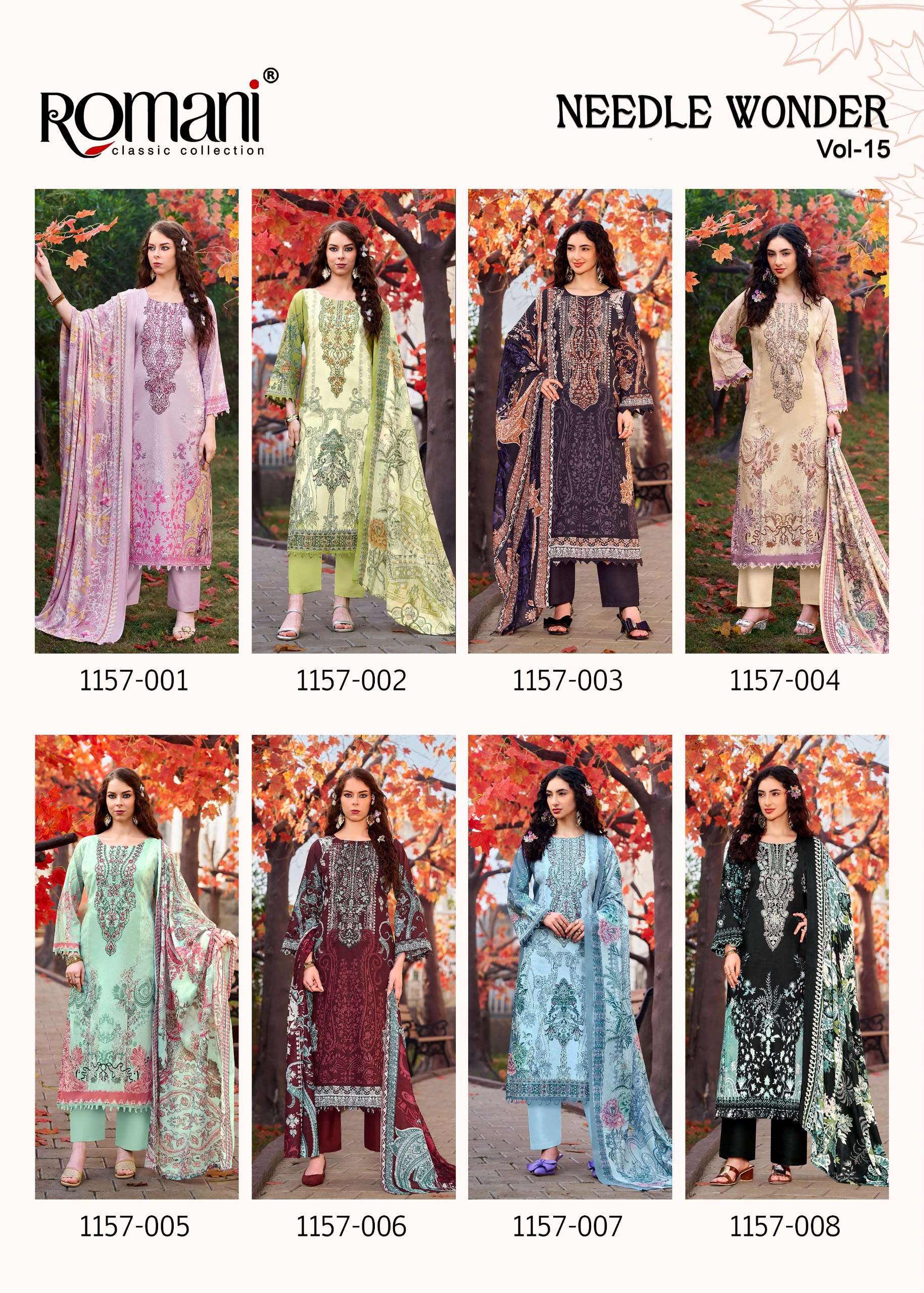 ROMANI NEEDLE WONDER VOL 15 COTTON DIGITAL PRINTS WITH FANCY WORK SUIT