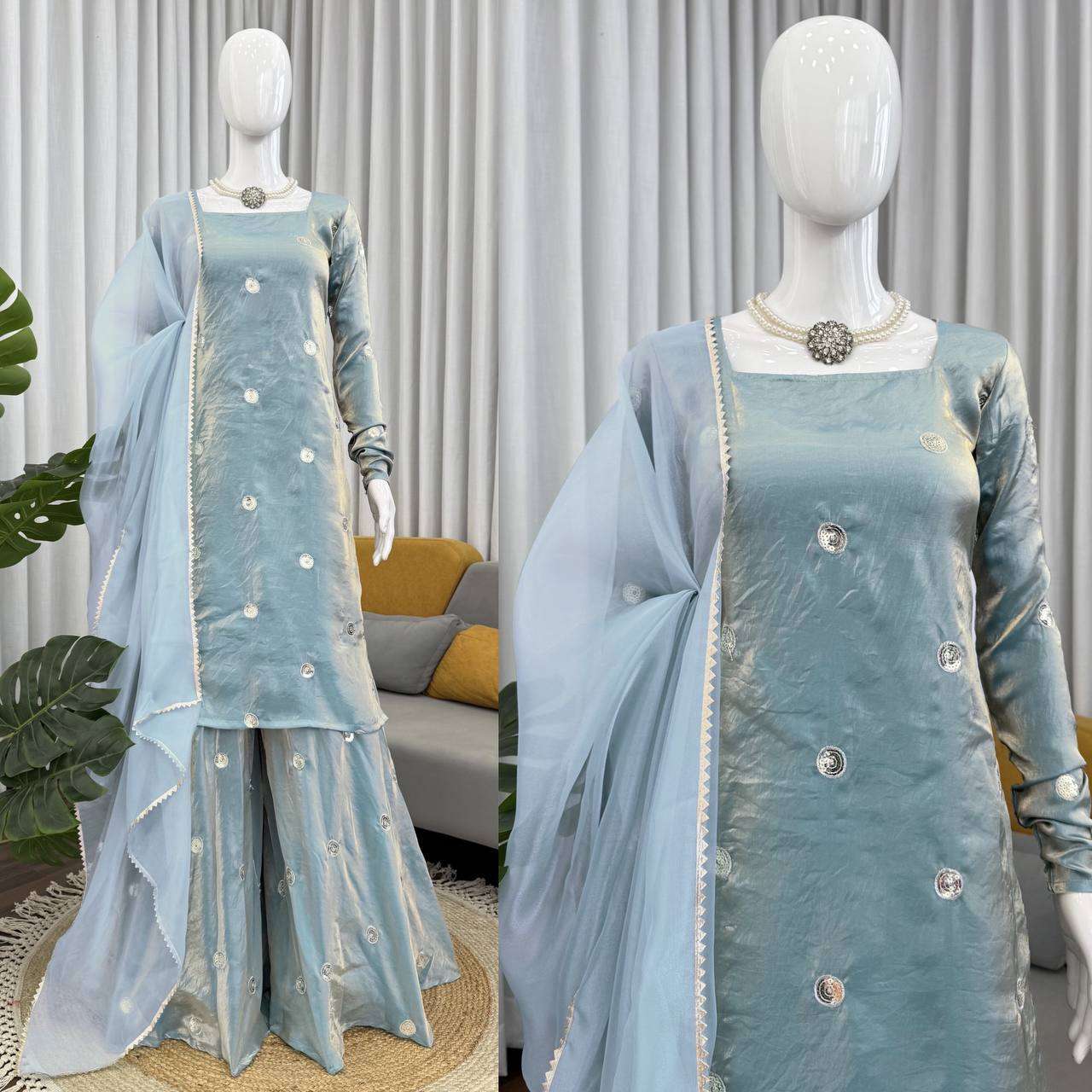 RTC 5915 SILK BEAUTIFUL PARTY WEAR LOOK DESIGNER TOP PLAZZO AND DUPATTA SET 