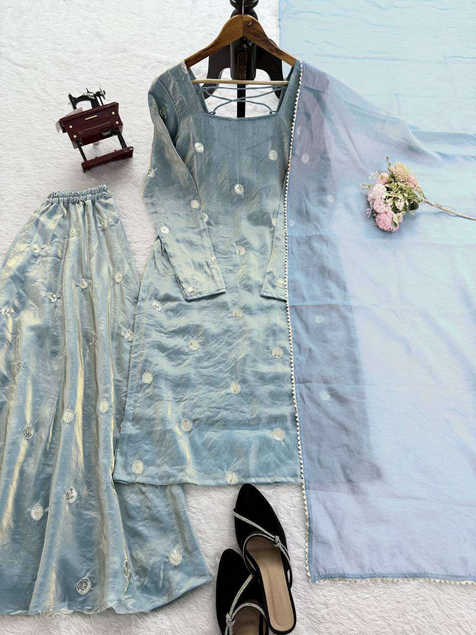 RTC 5915 SILK BEAUTIFUL PARTY WEAR LOOK DESIGNER TOP PLAZZO AND DUPATTA SET 