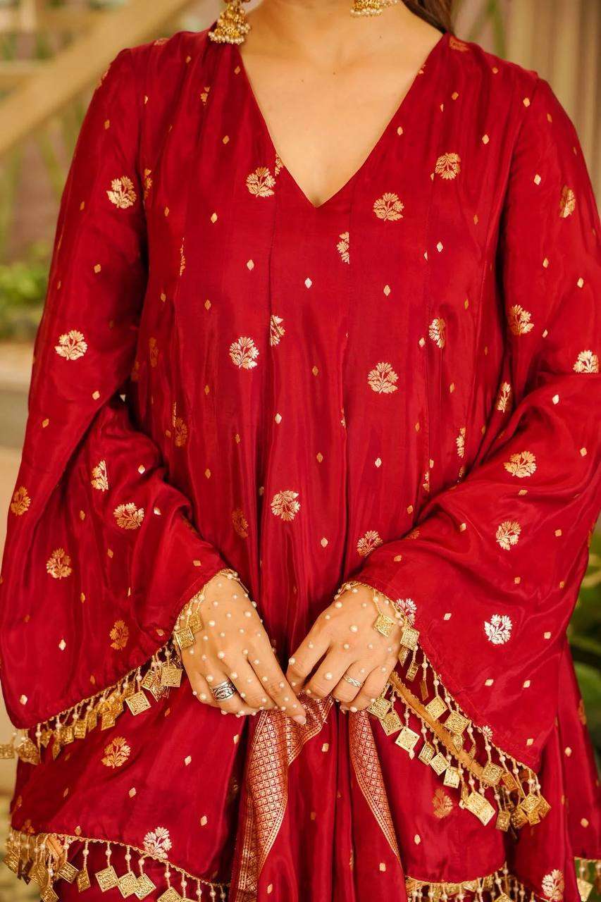 RTC 6051 SATIN SILK BEAUTIFUL DESIGNER LOOK TOP PLAZZO AND DUPATTA SET 